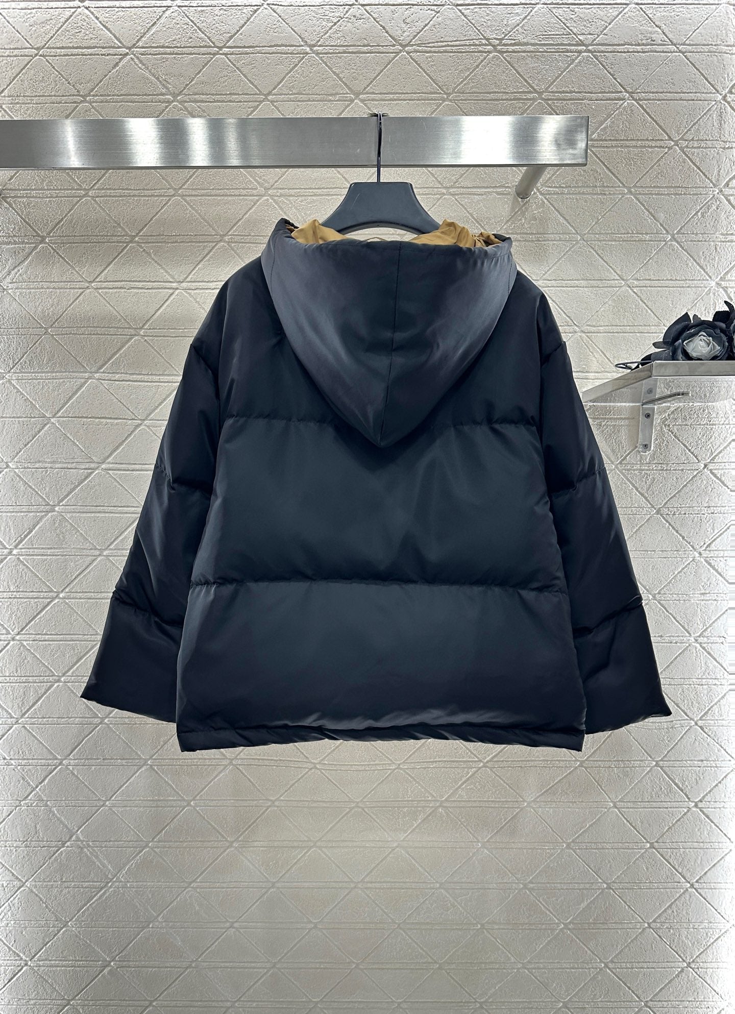 25fw new hooded contrast color down jacket