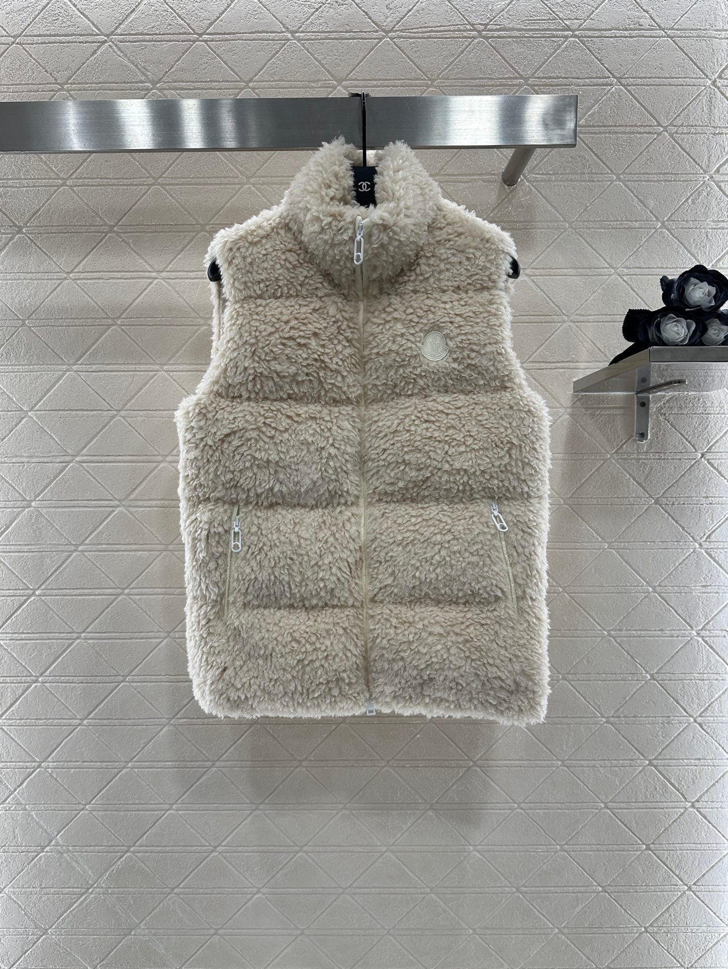 Teddy plush zipper down vest