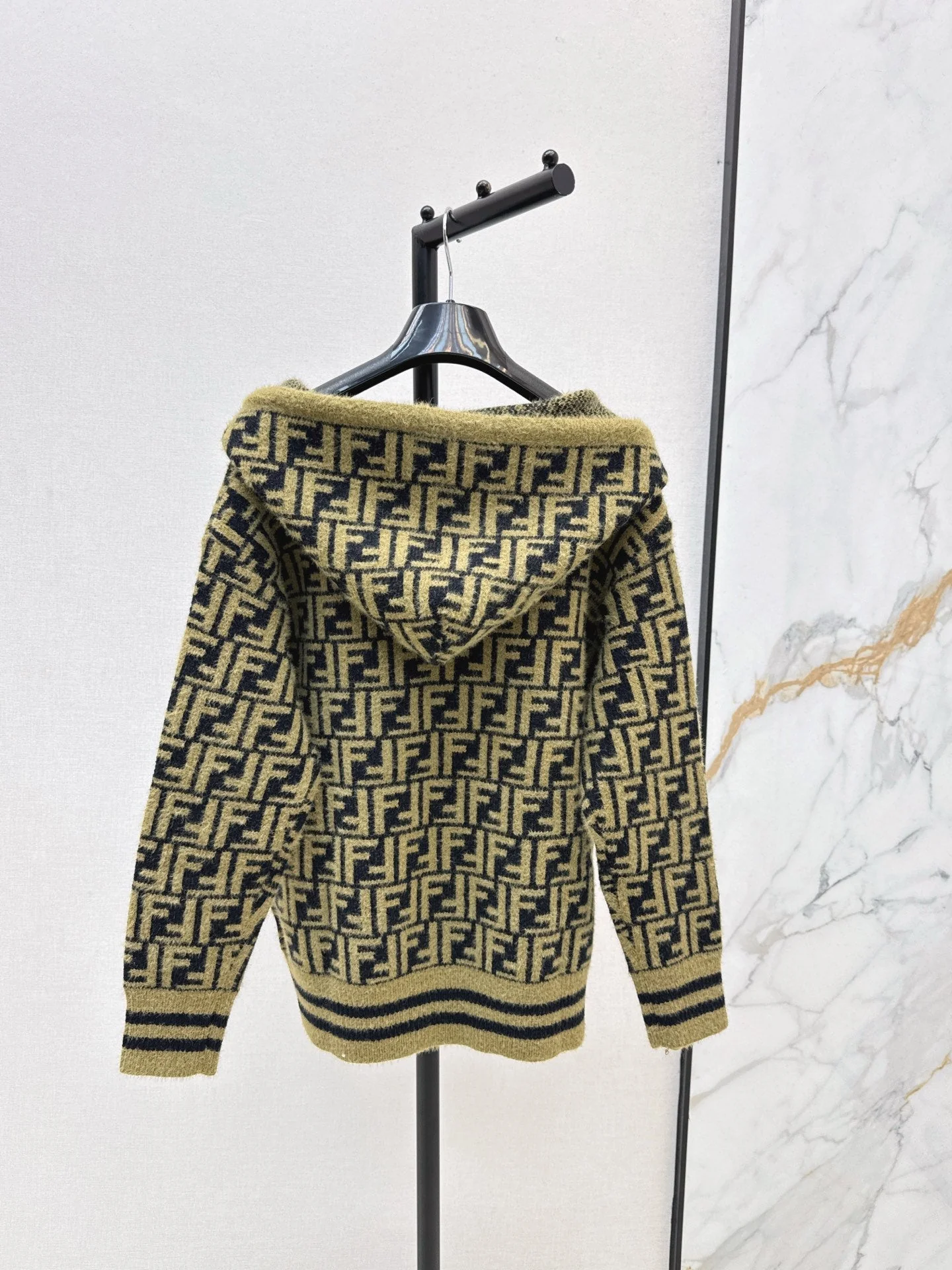 25fw new retro monogram hooded cardigan