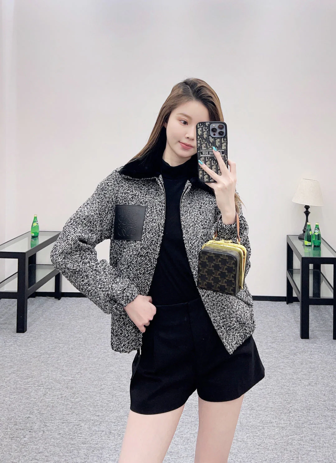 Fur collar woolen coat