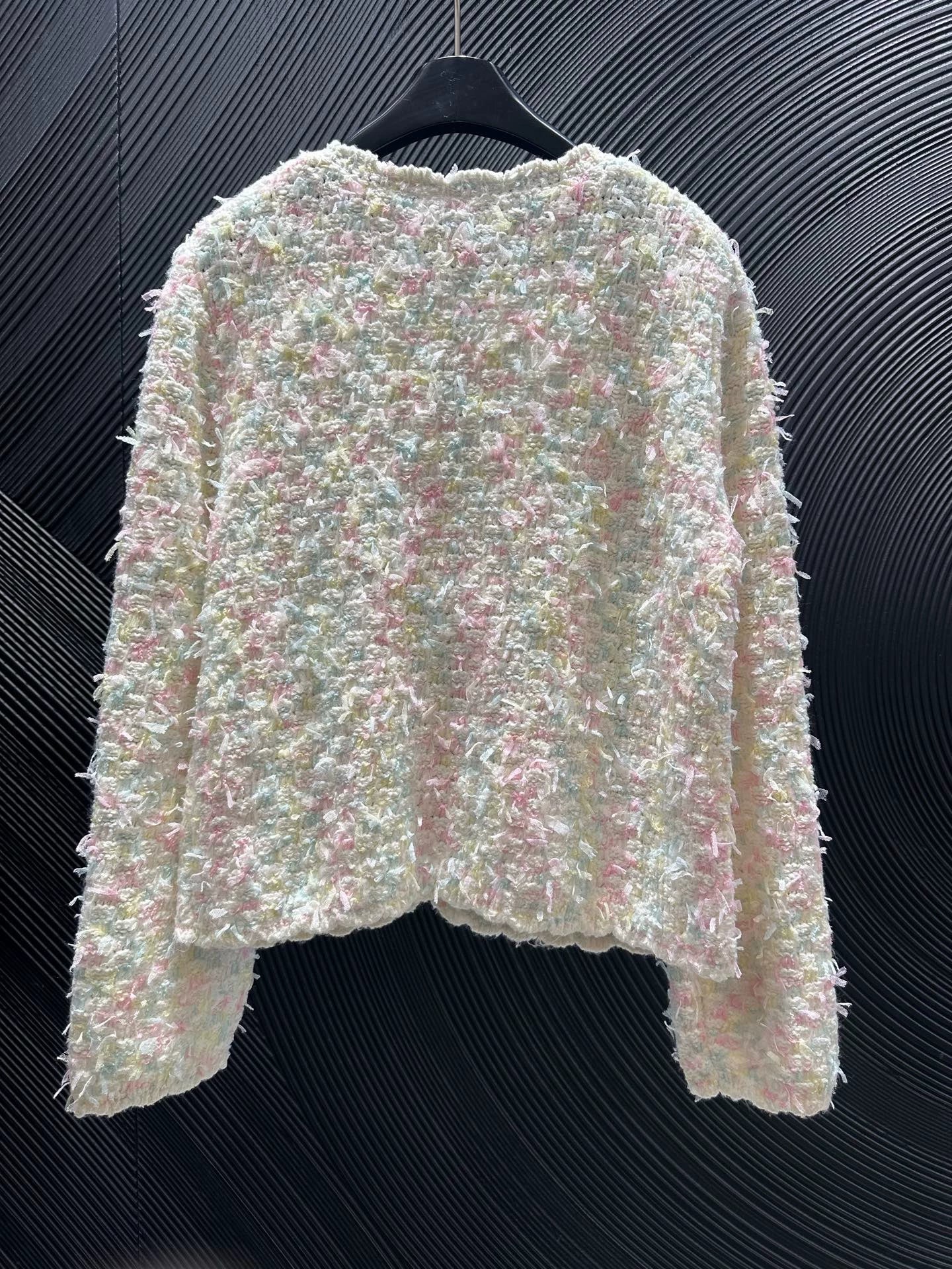 Rainbow fringe woven cardigan