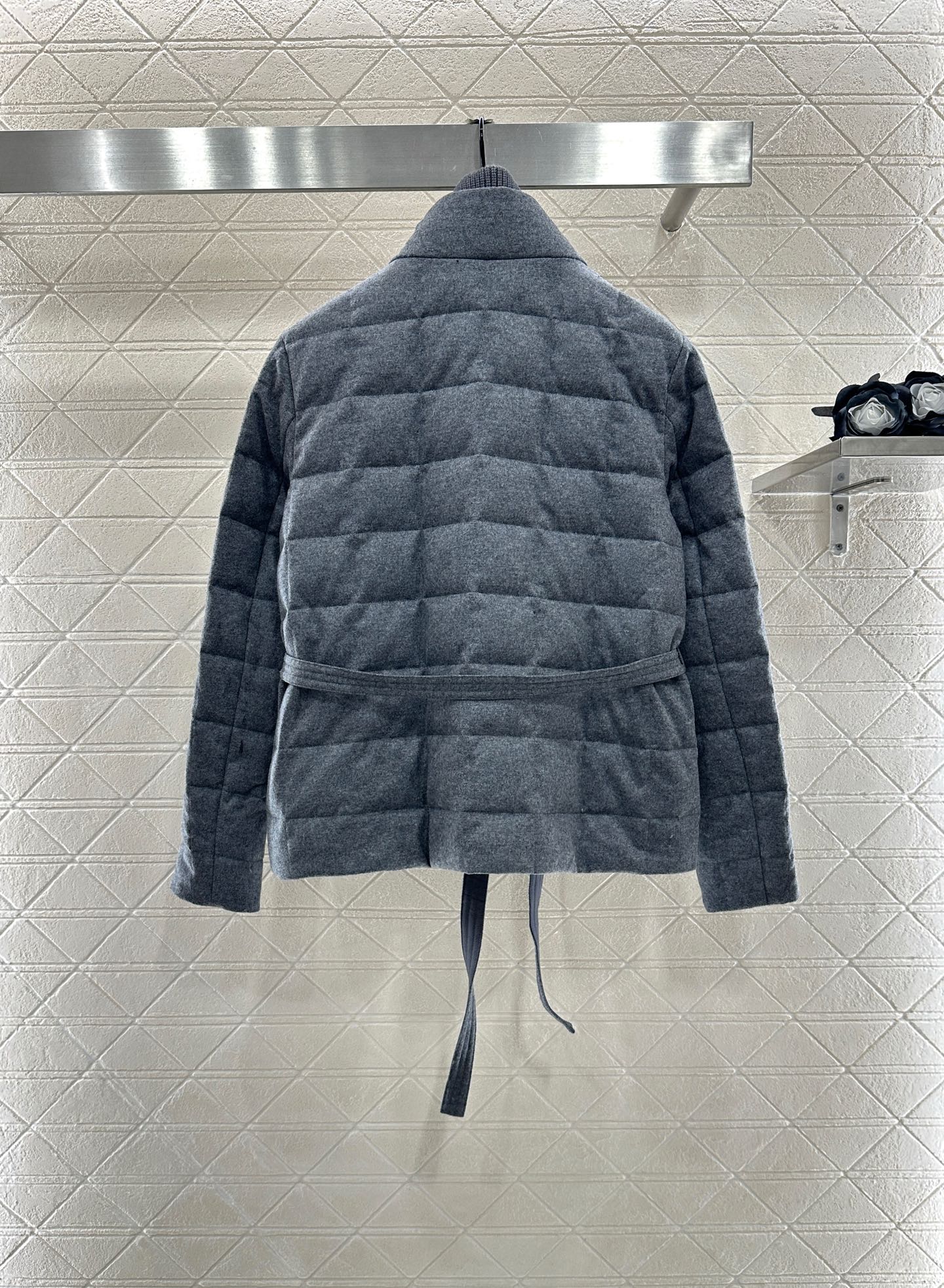 25fw Knitted high neck belt down jacket