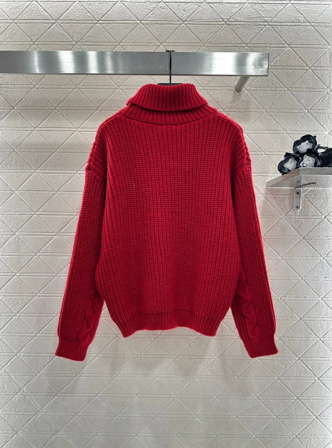 High-Neck Letter Sweater