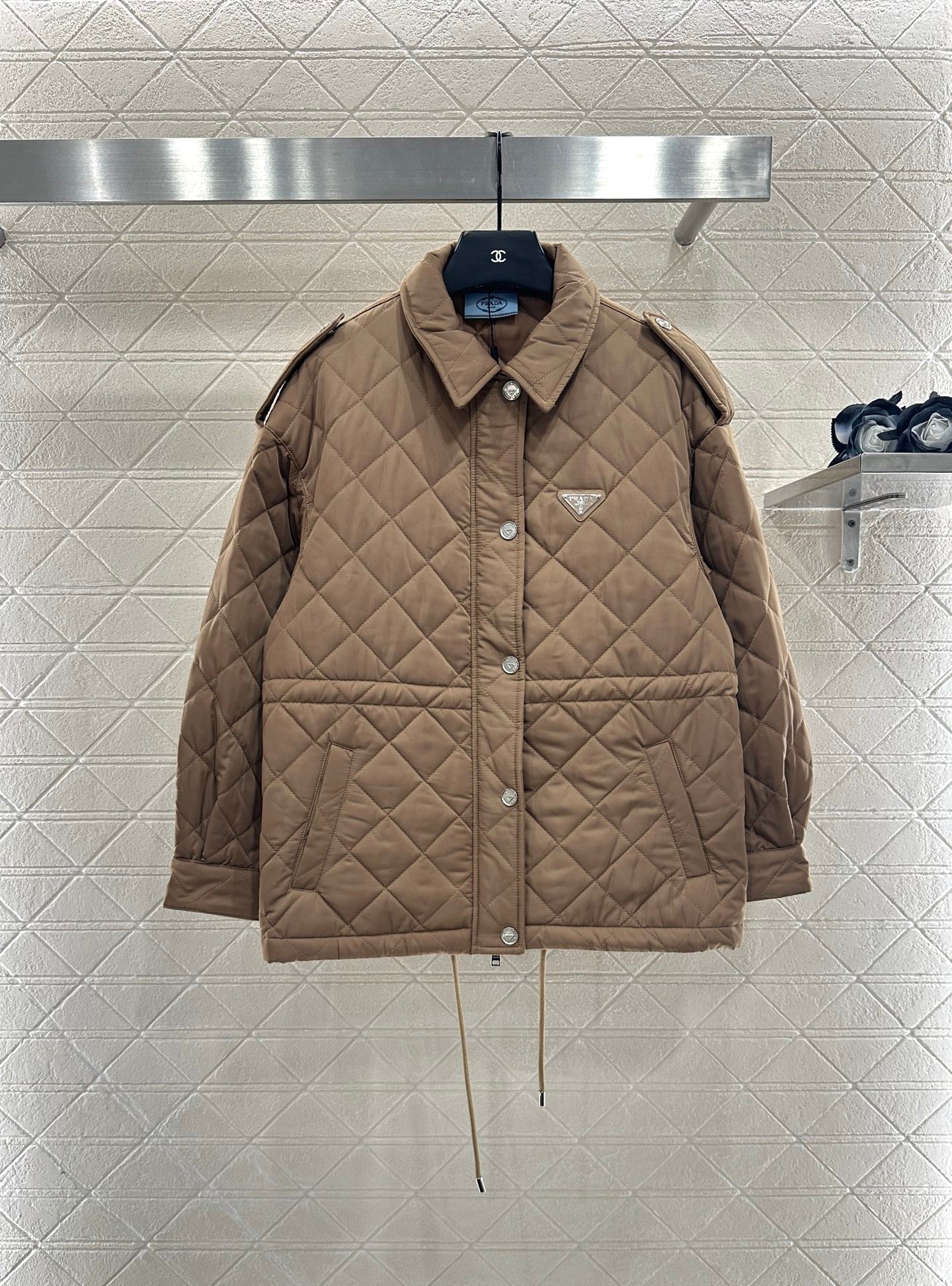 25fw Hooded drawstring waistband cotton jacket