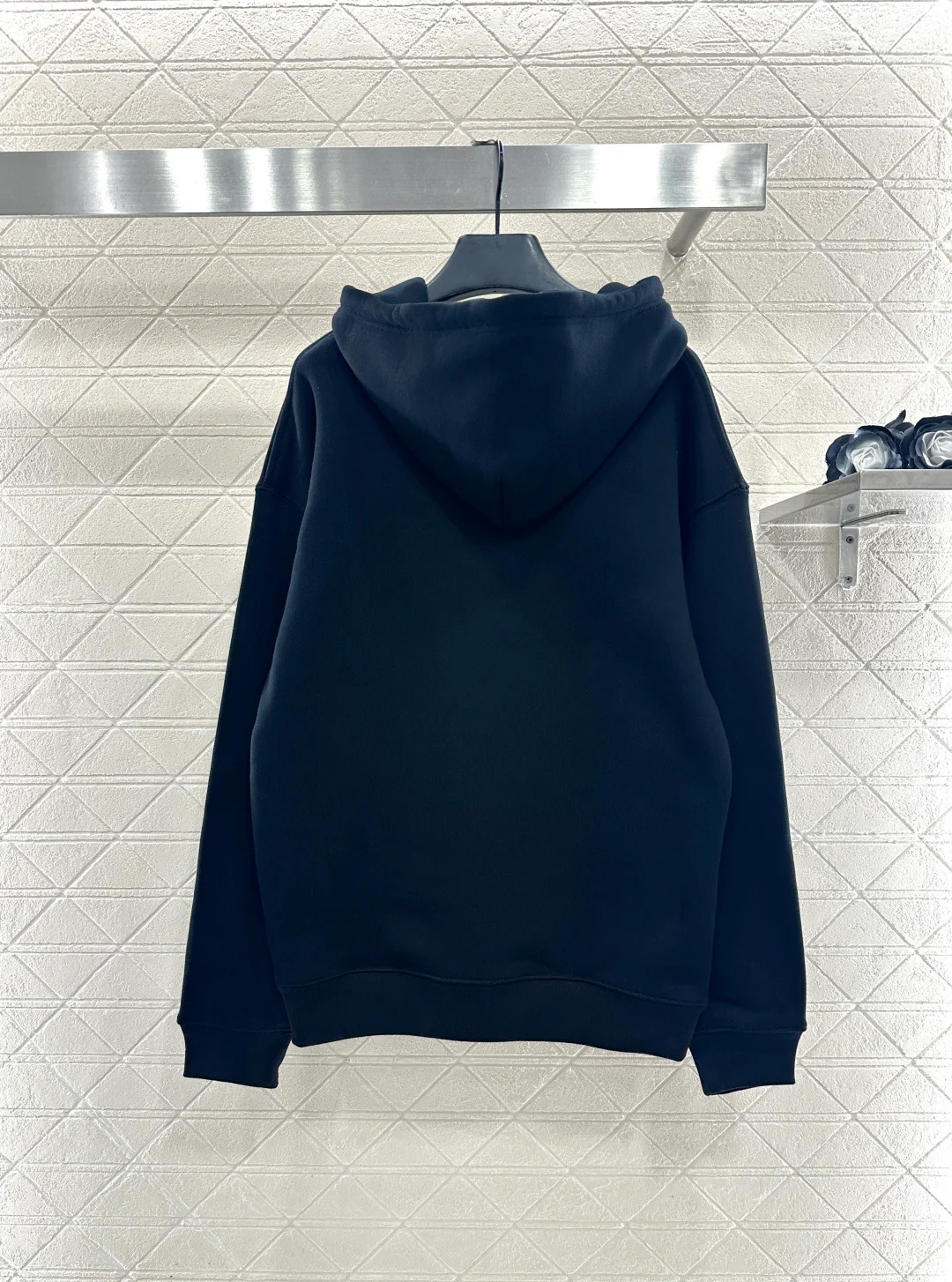 Leather Pocket Drawstring Hooded Sweatshirt