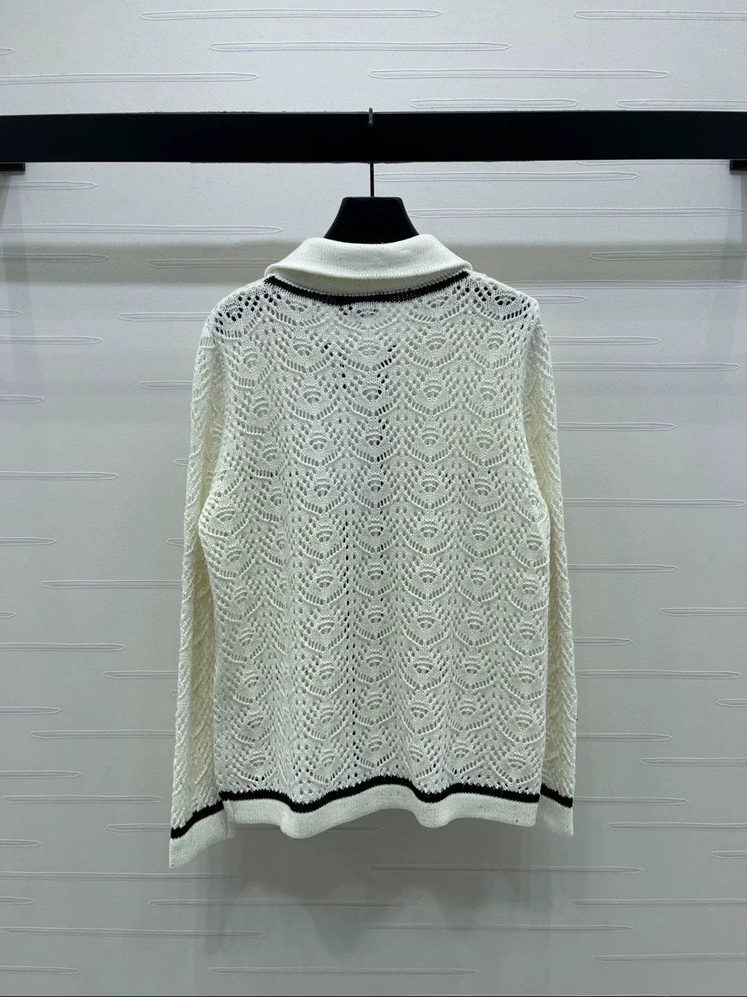 Collared Openwork Cardigan