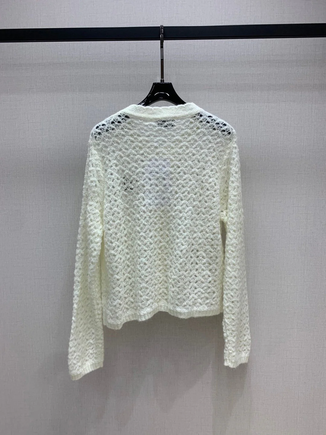 25fw Hollow out round neck knitted cardigan
