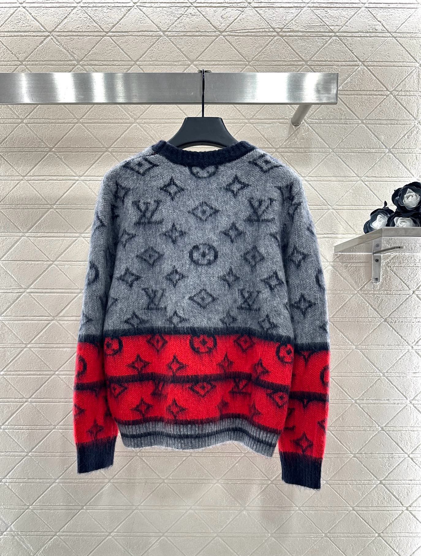 Jacquard contrasting wool pullover sweater