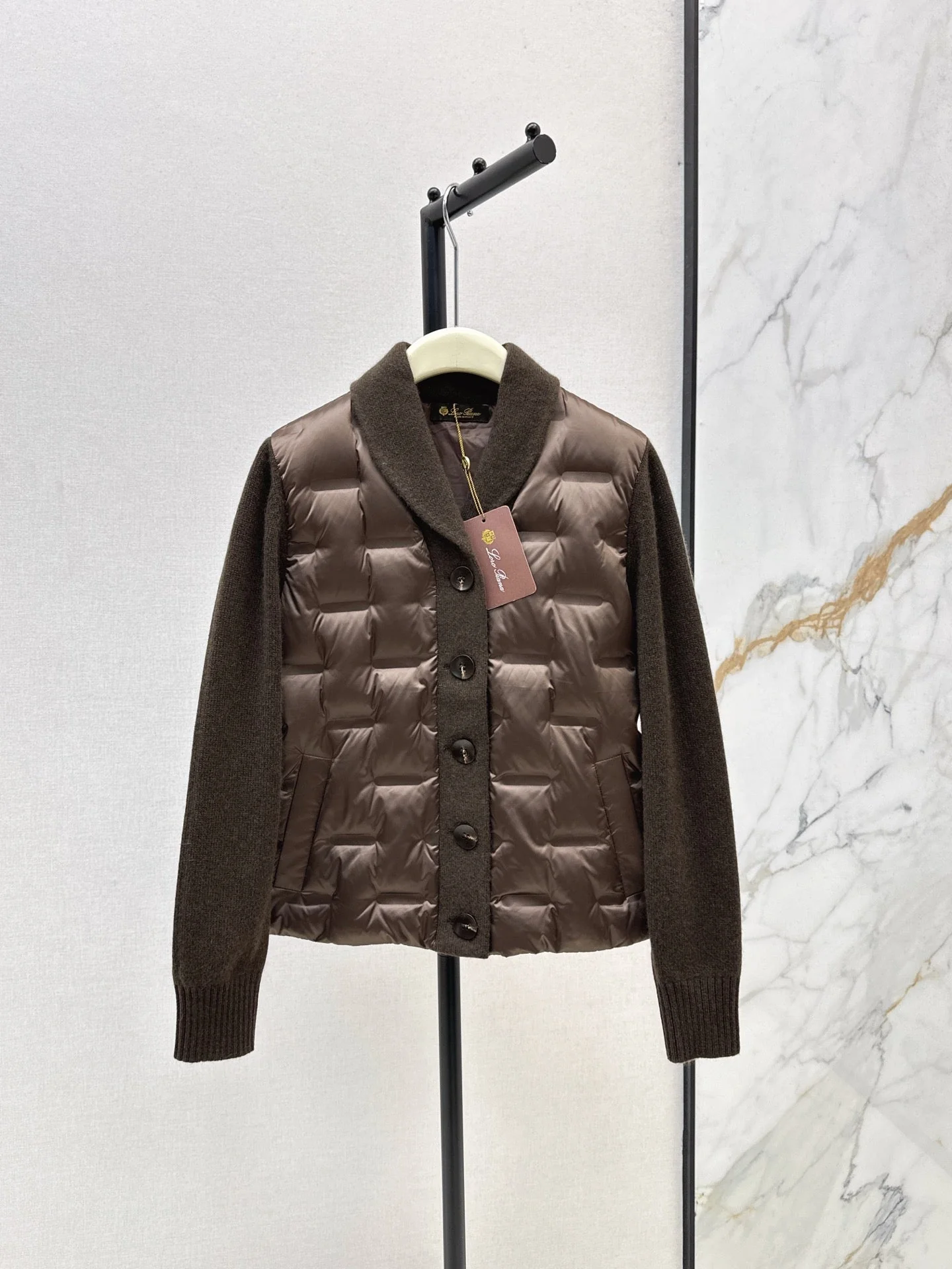 25 New knitted spliced goose down jacket