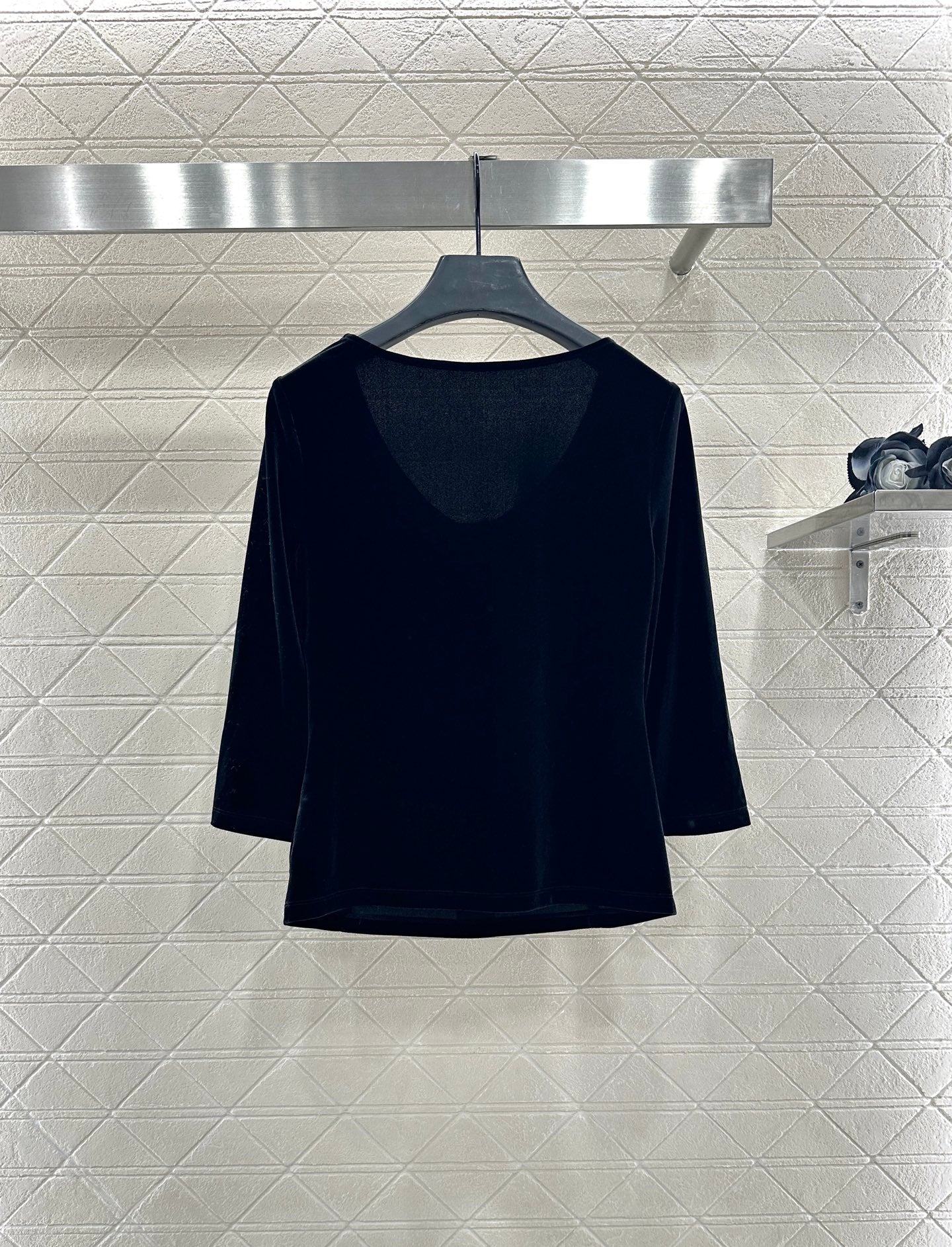 25fw Peach heart collar bow mid sleeve top