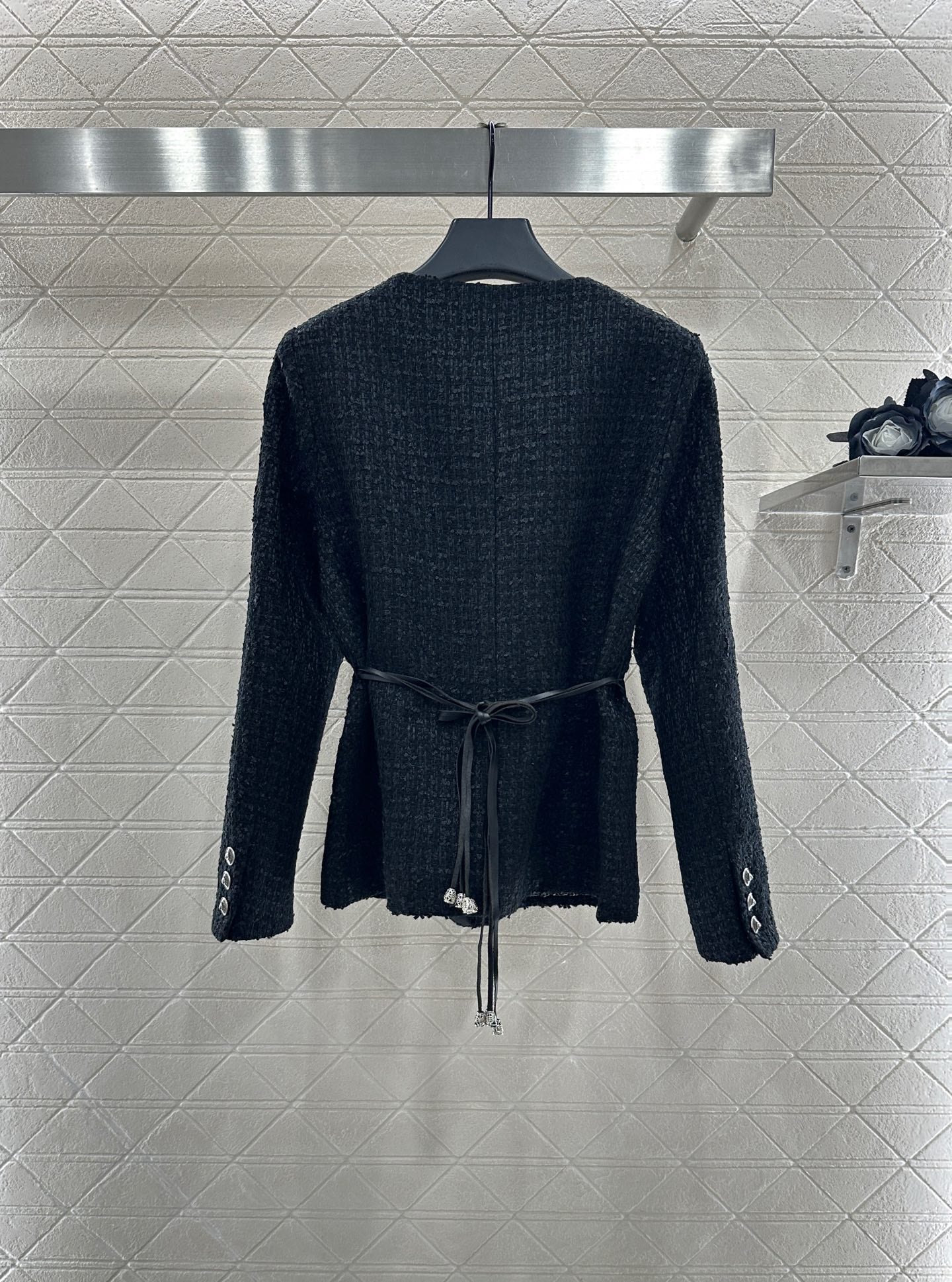 25fw Round neck belt woven jacket