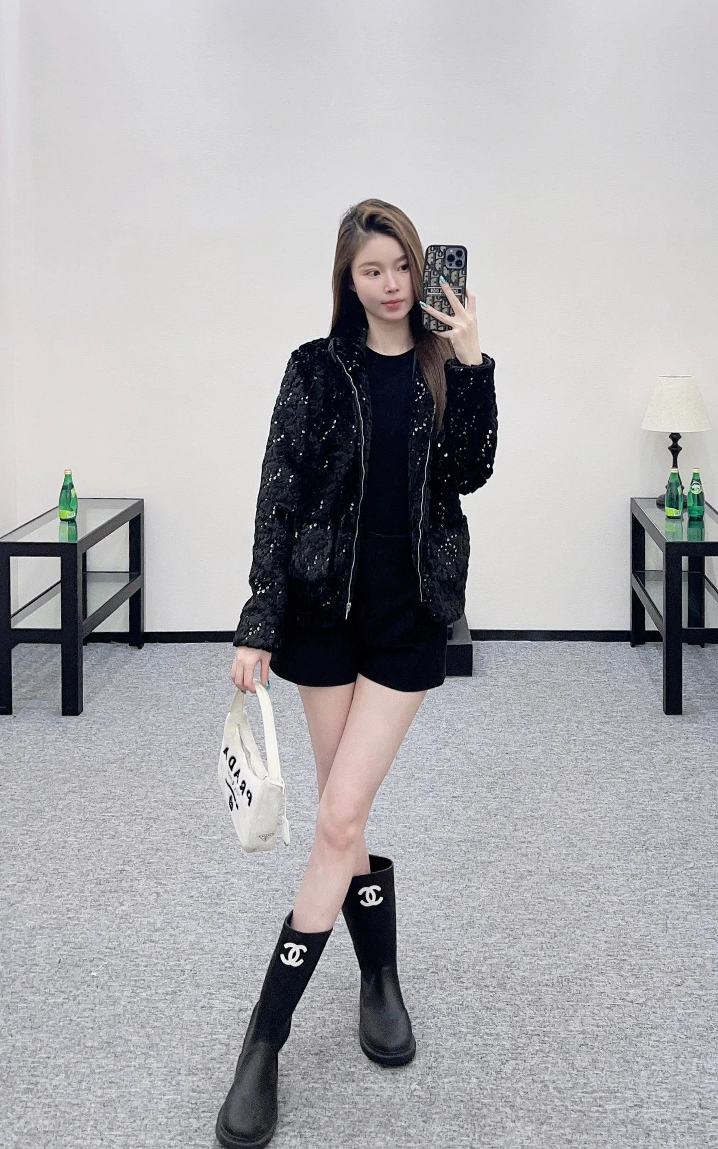 Stand up collar zipper fur cotton coat jacket