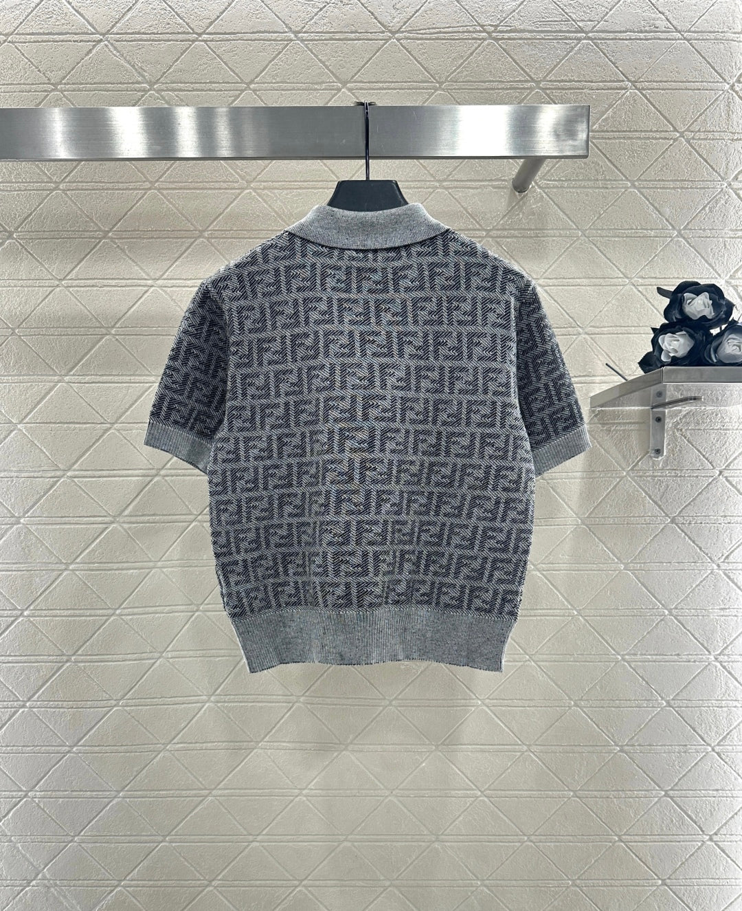 25fw Collar knit short sleeved shirt