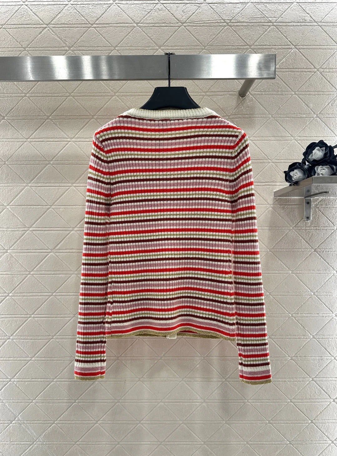 striped knit wool cardigan