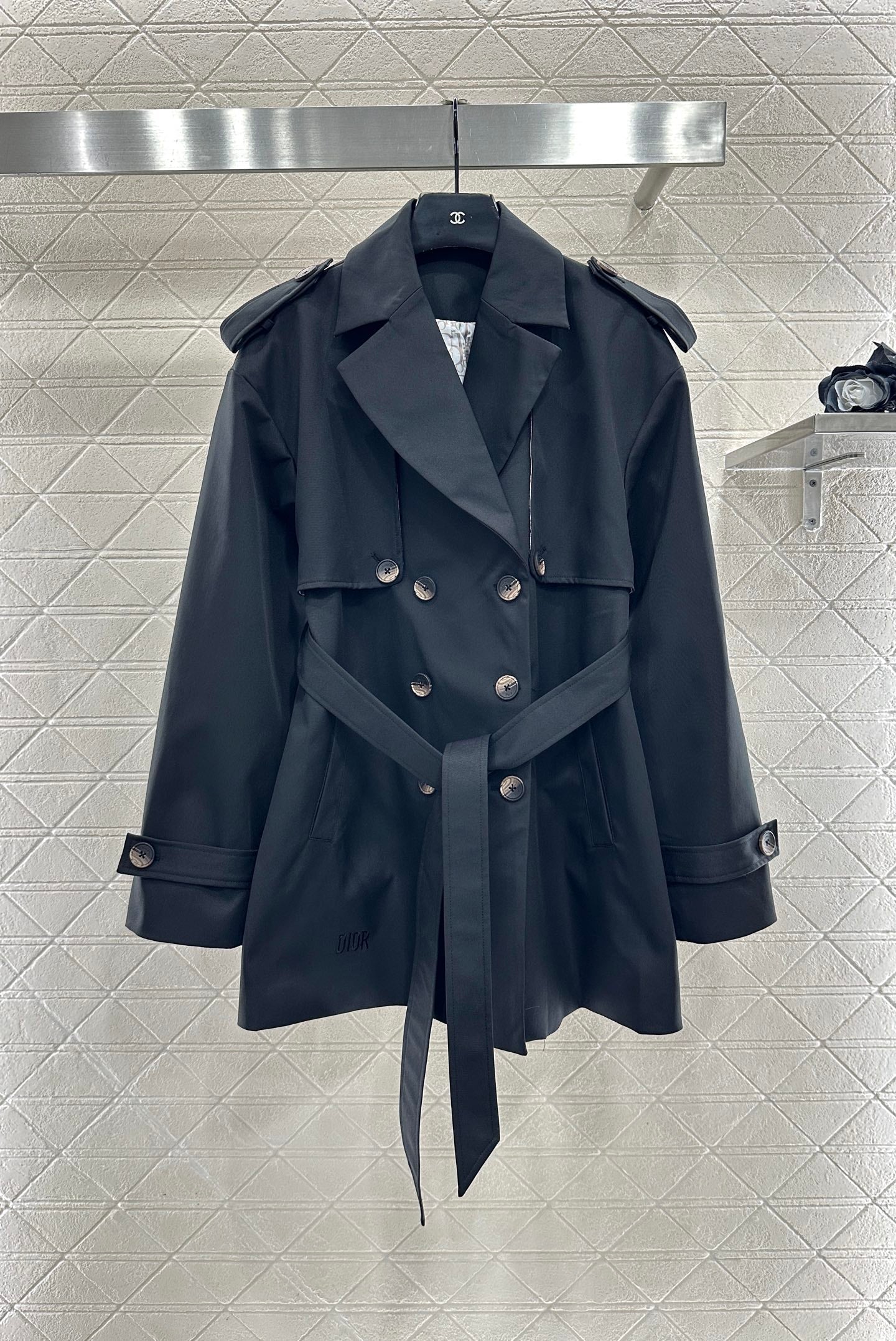 Belted mid-length trench coat