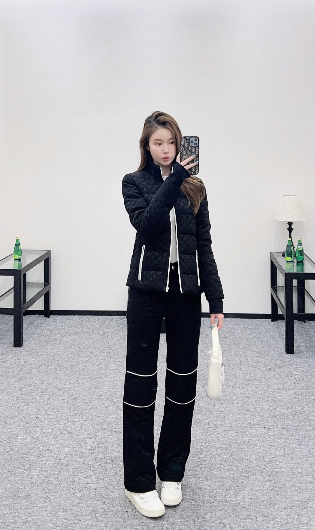 Jacquard down jacket and pants set