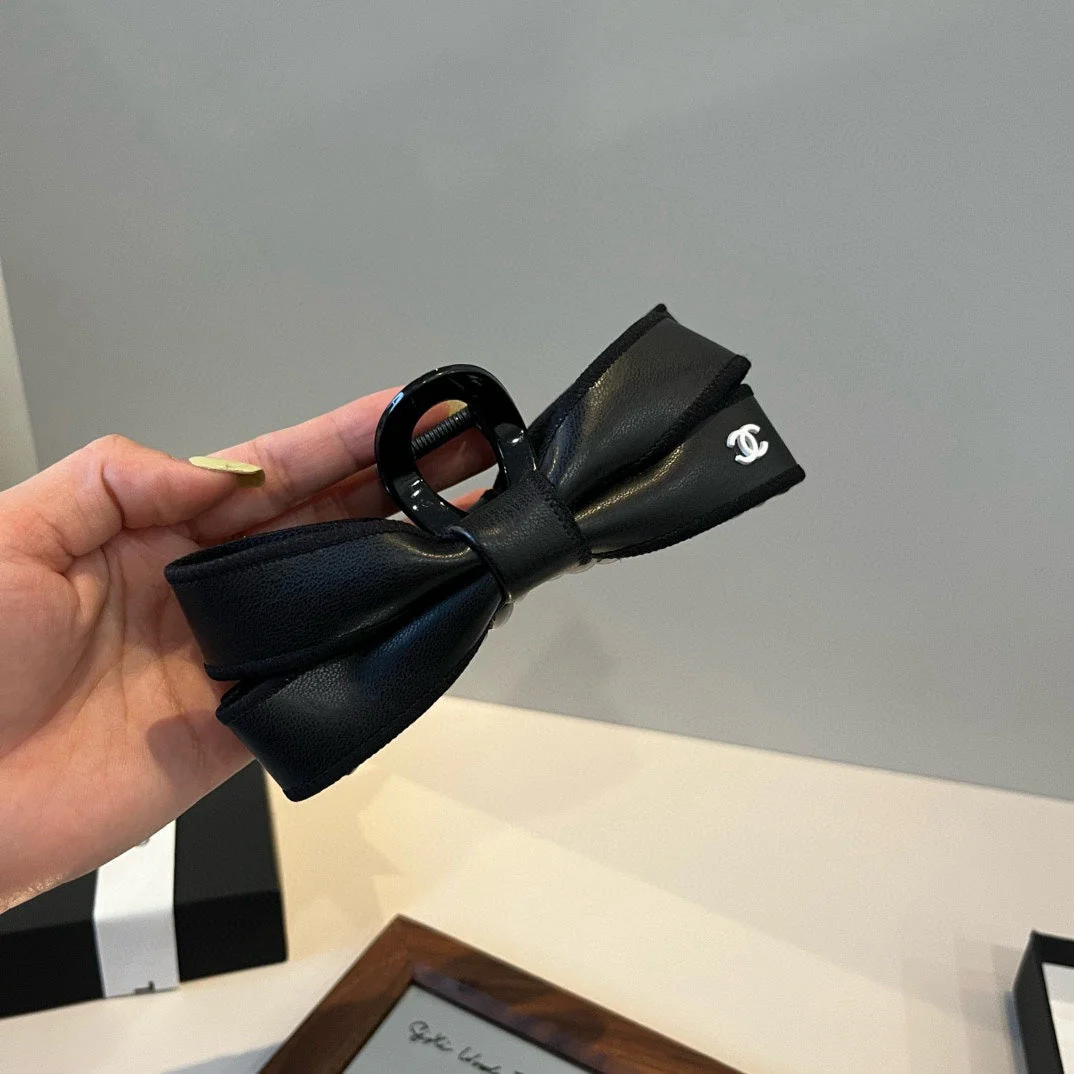 New leather bow  hair clip