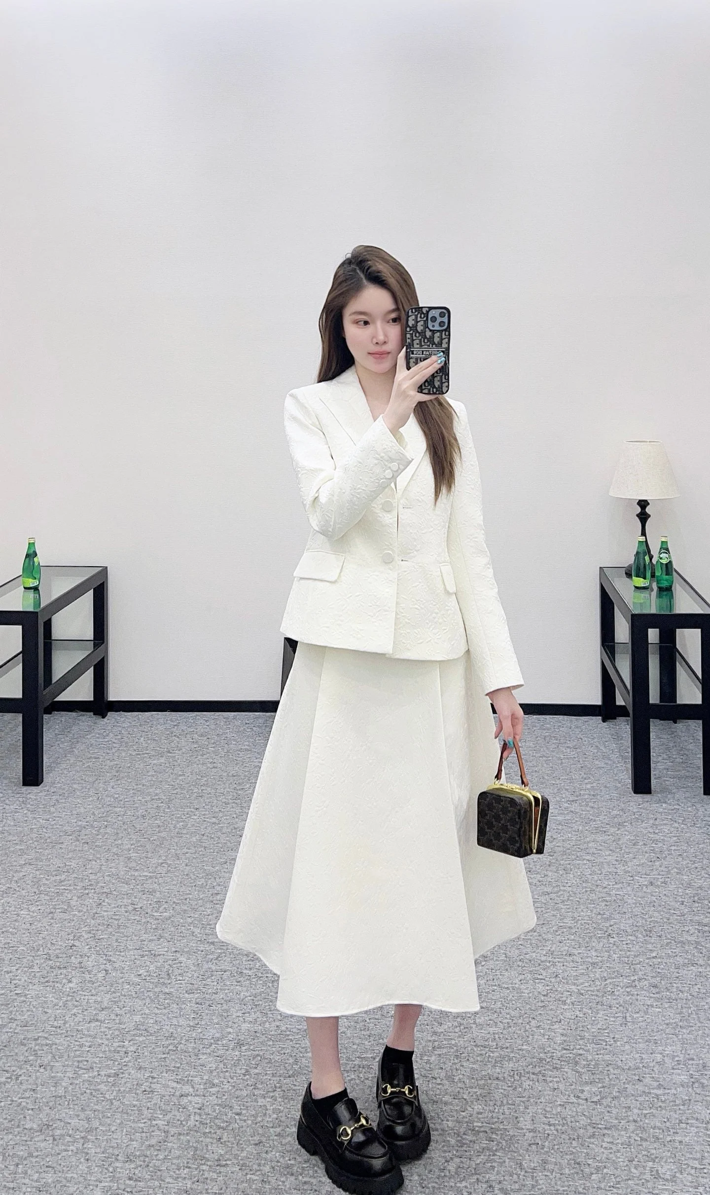 Shoulder suit half skirt set