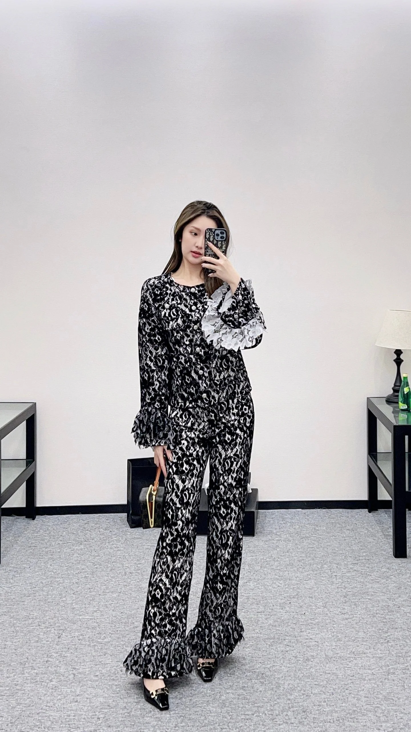 Lace Flared Lace Jacket + Pants Set