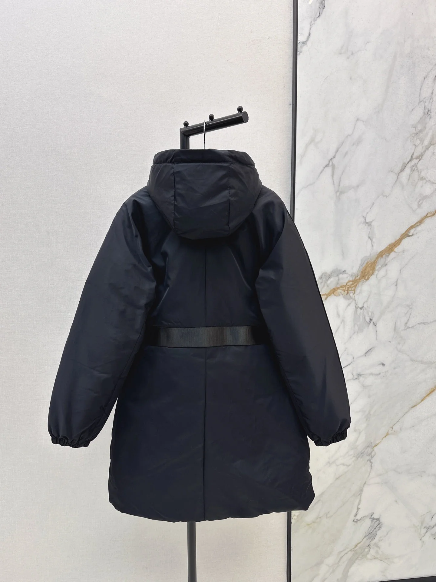 25fw new buckle belt hooded down jacket