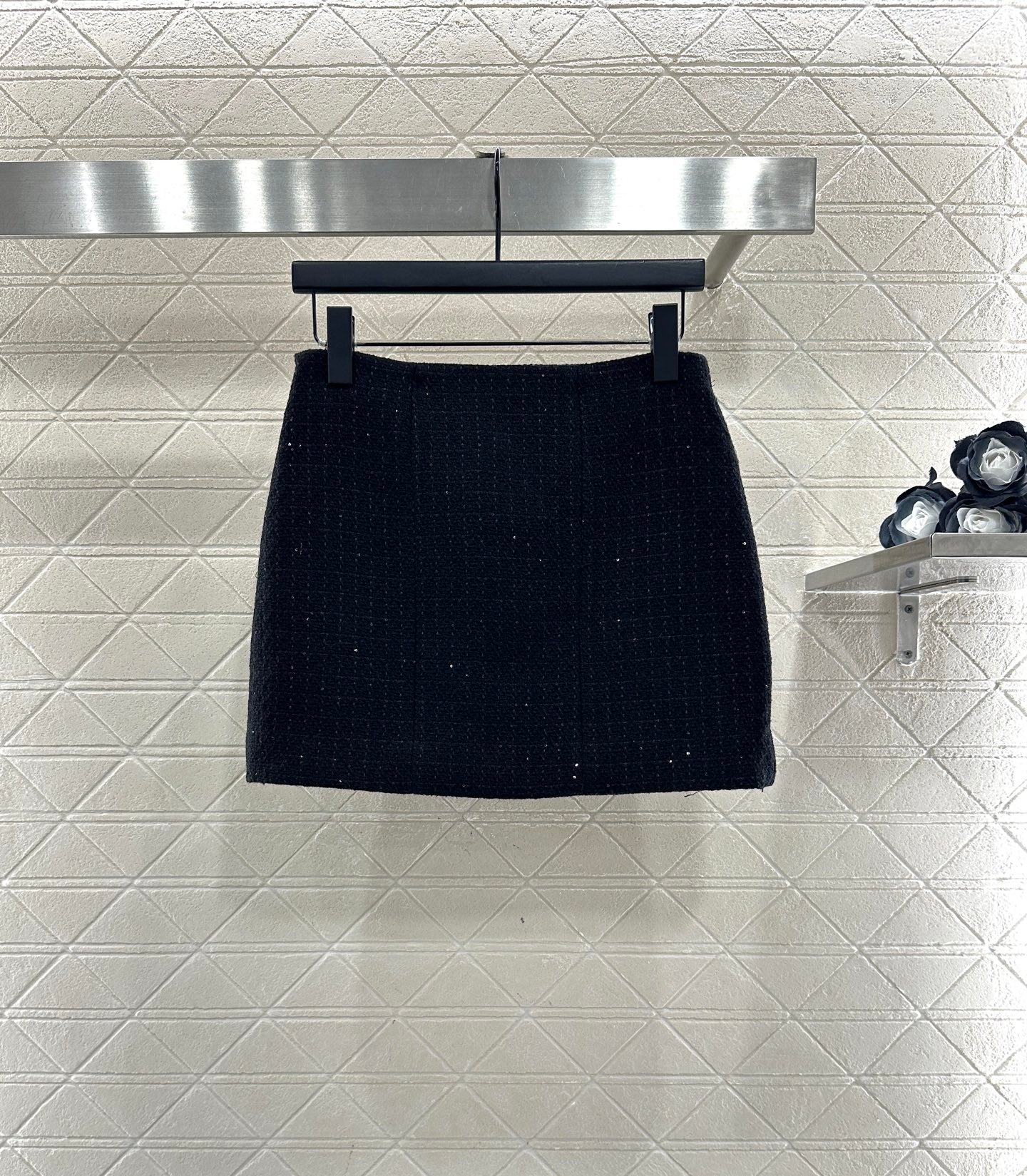 Plaid coarse floral bead dress half skirt