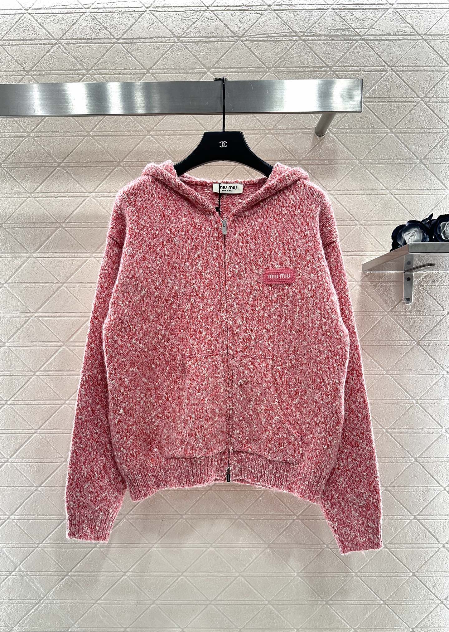 Hooded snowflake colored dot cardigan