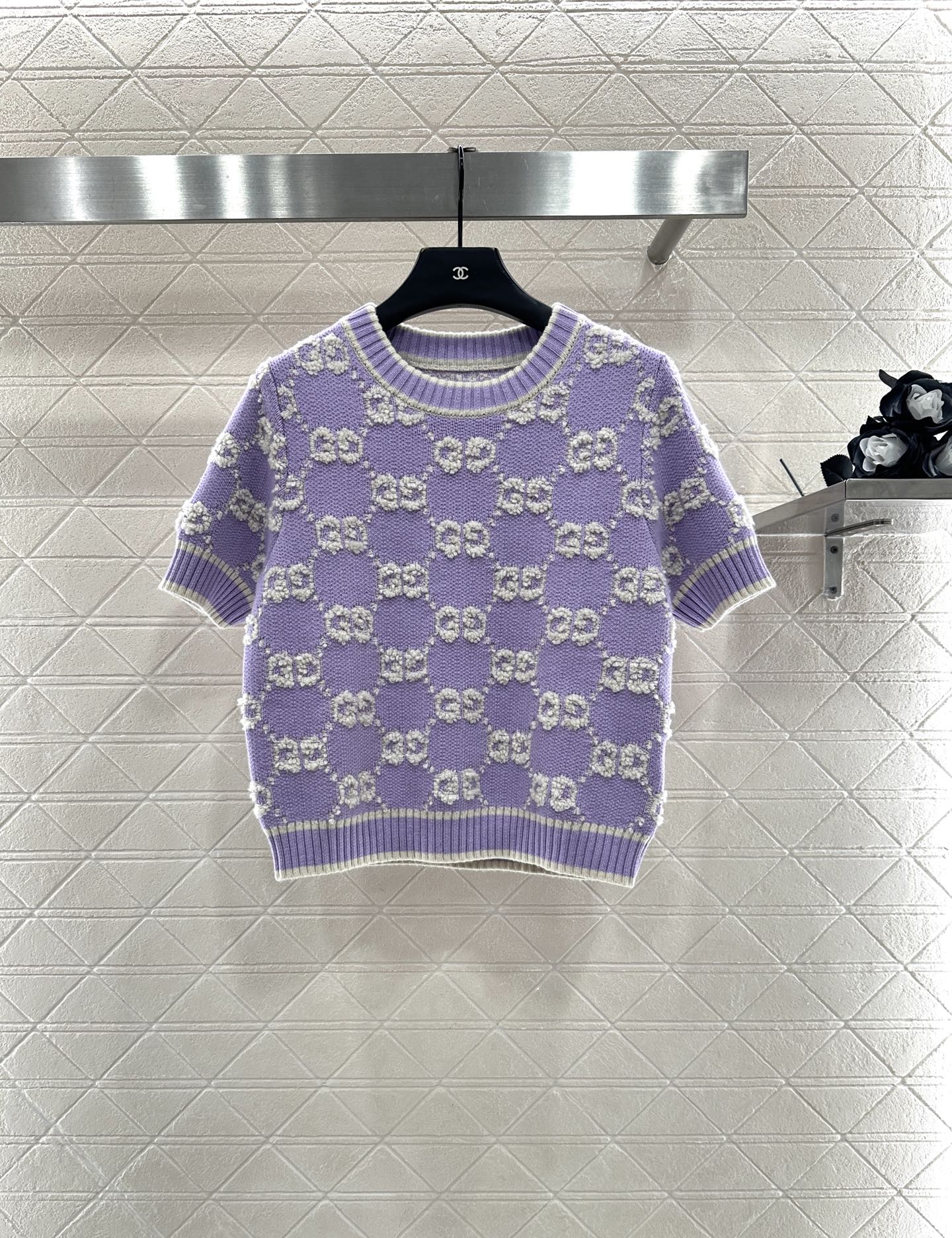 25fw Jacquard Knitted Short Sleeve