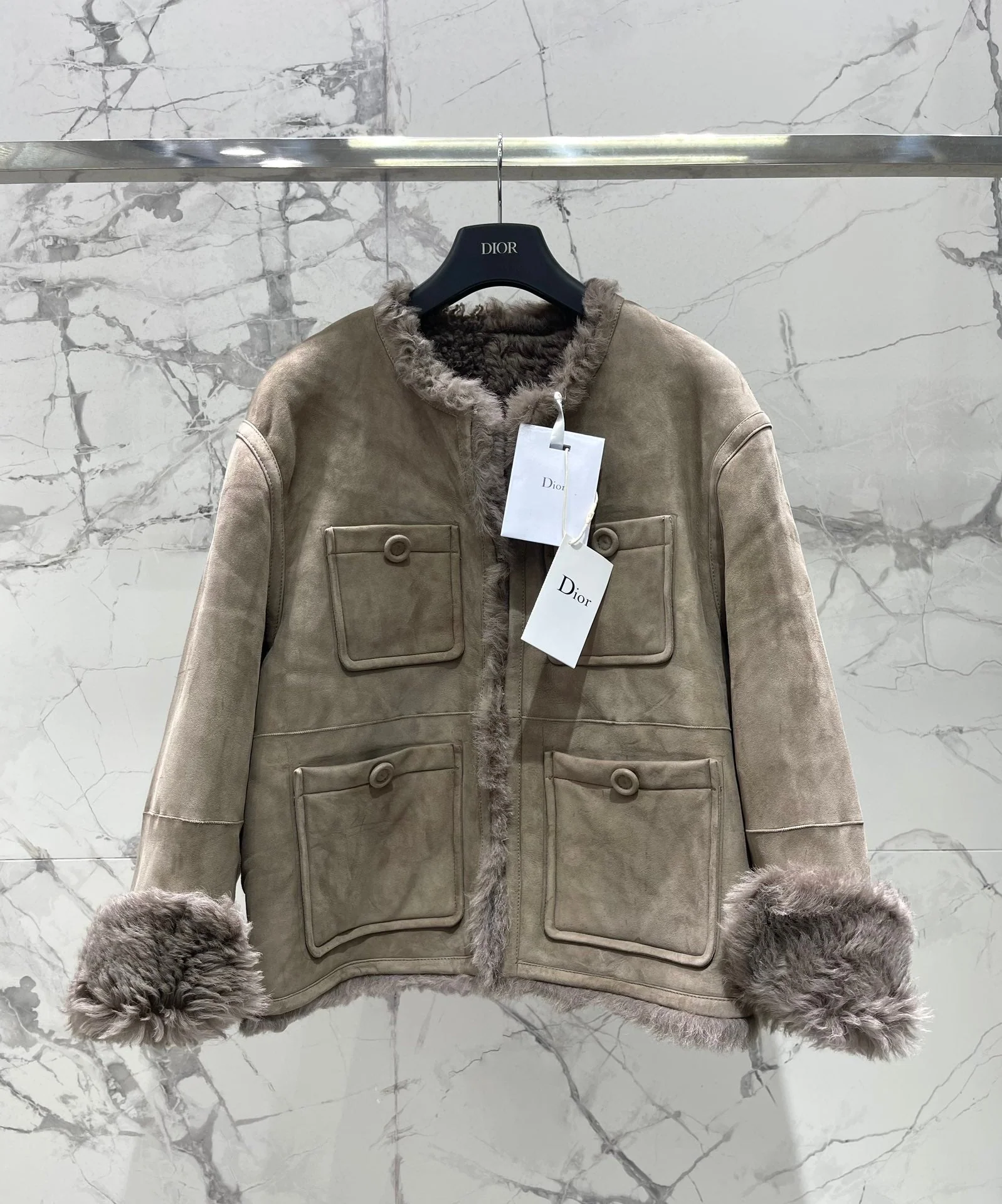 25Fw Zipper wool leather short jacket