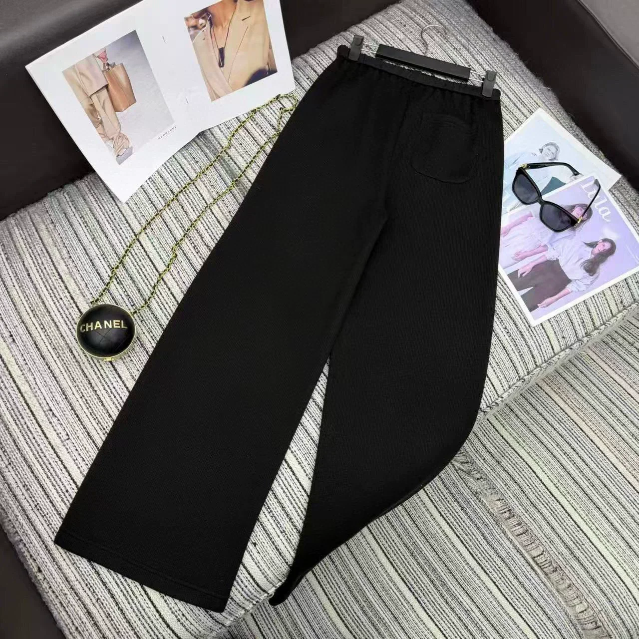 Wool knitted straight leg pants