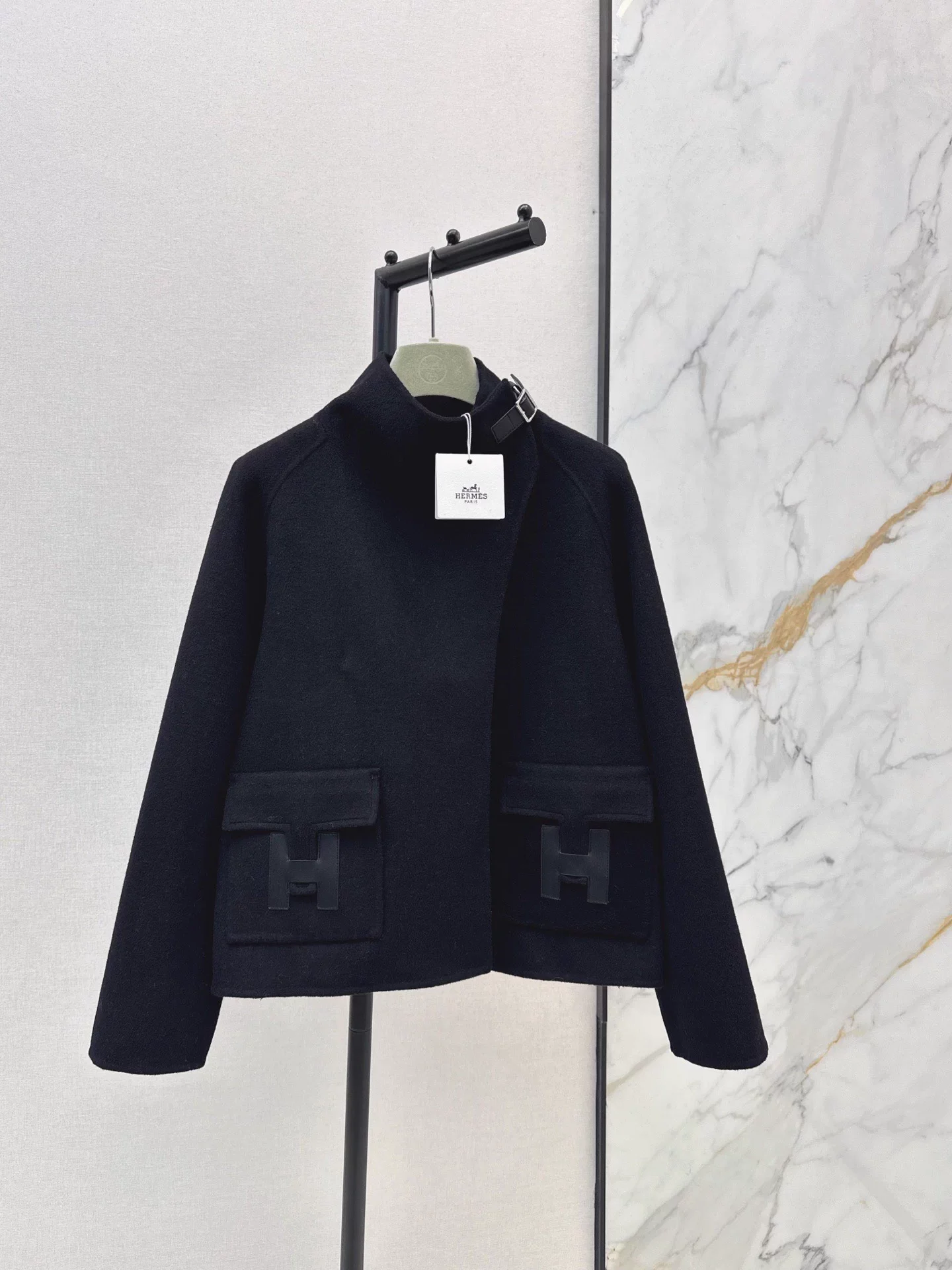 Double-sided wool stand-up collar coat