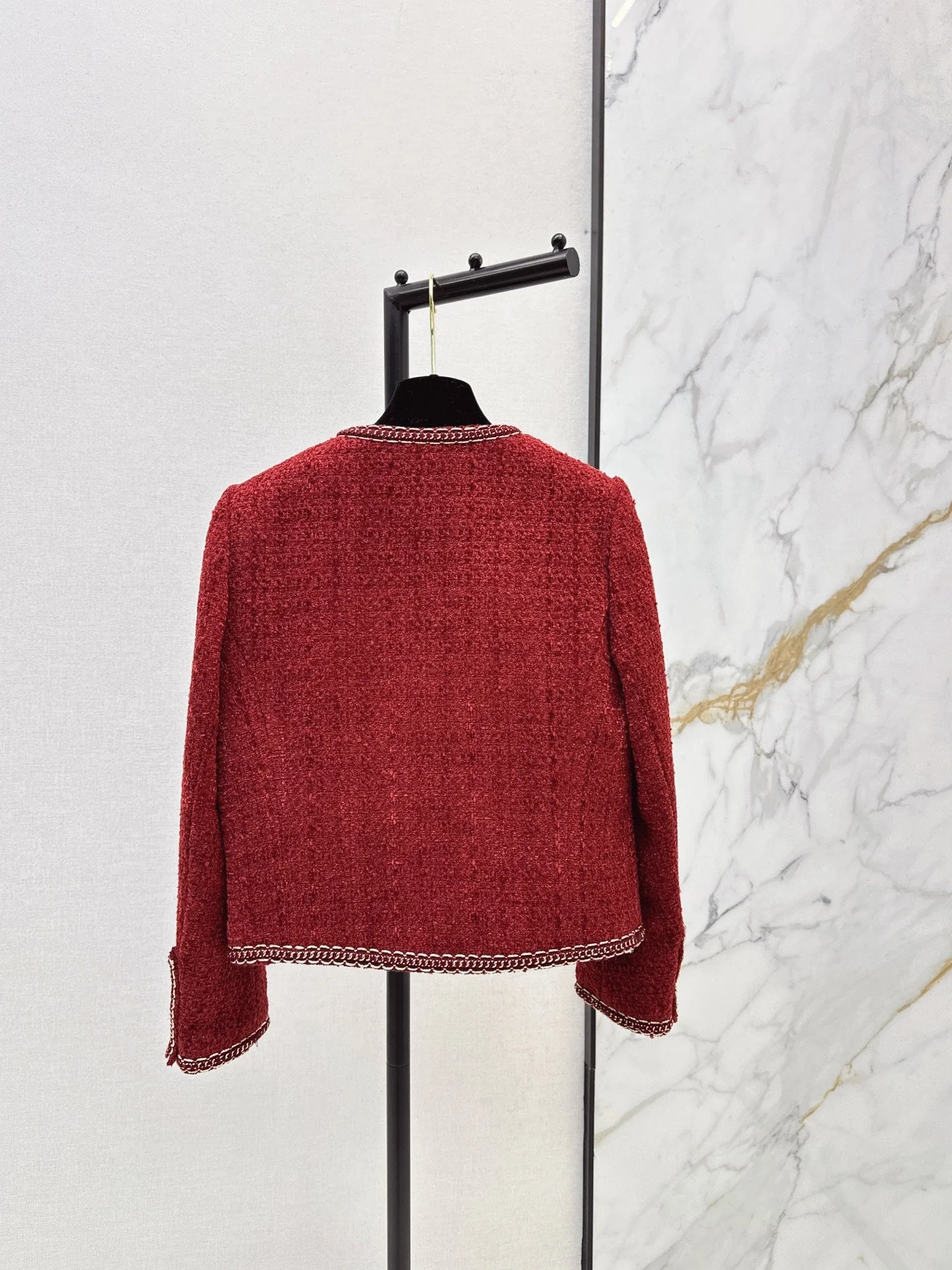 Red tweed short coat