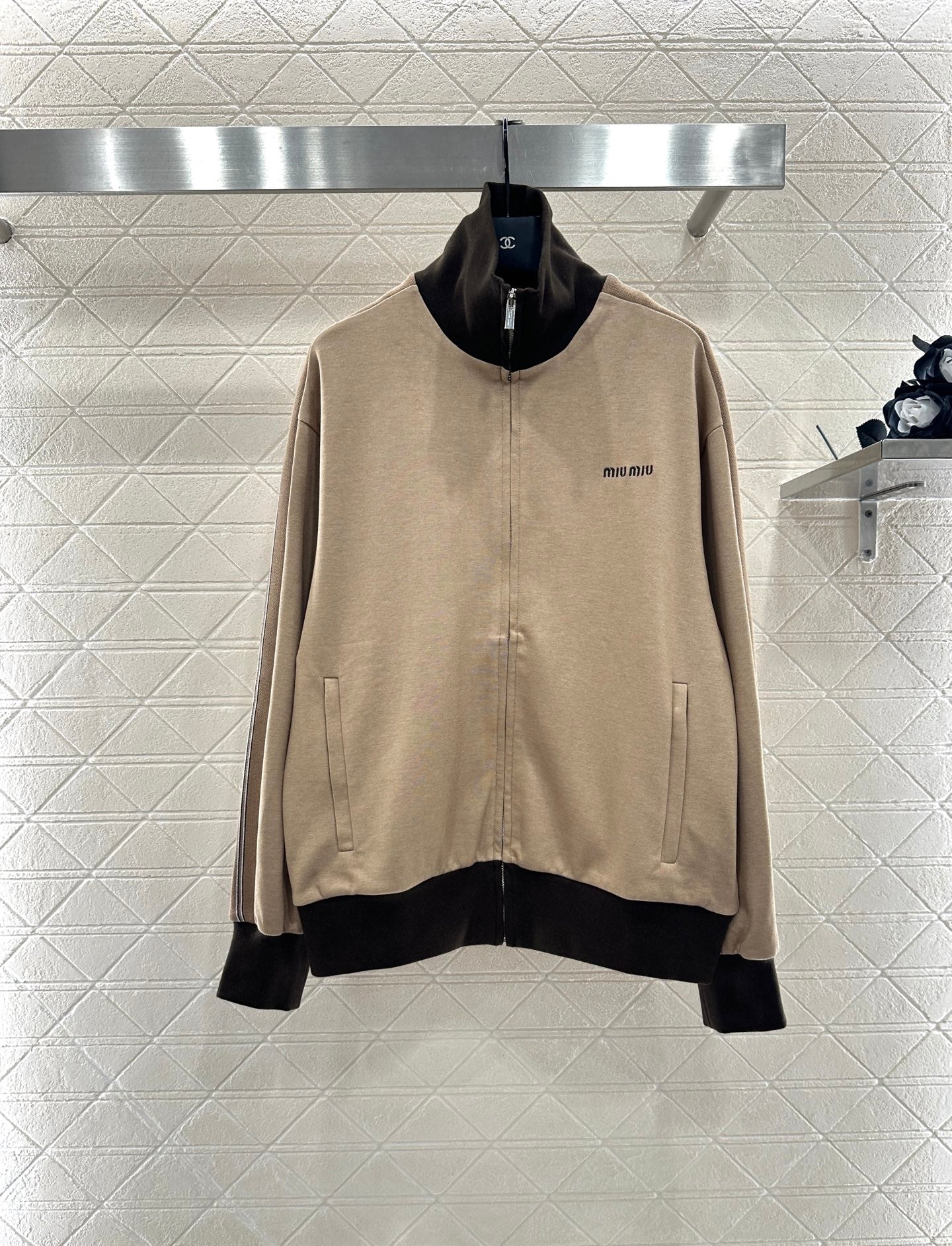 25fw Color blocking jacket shorts set