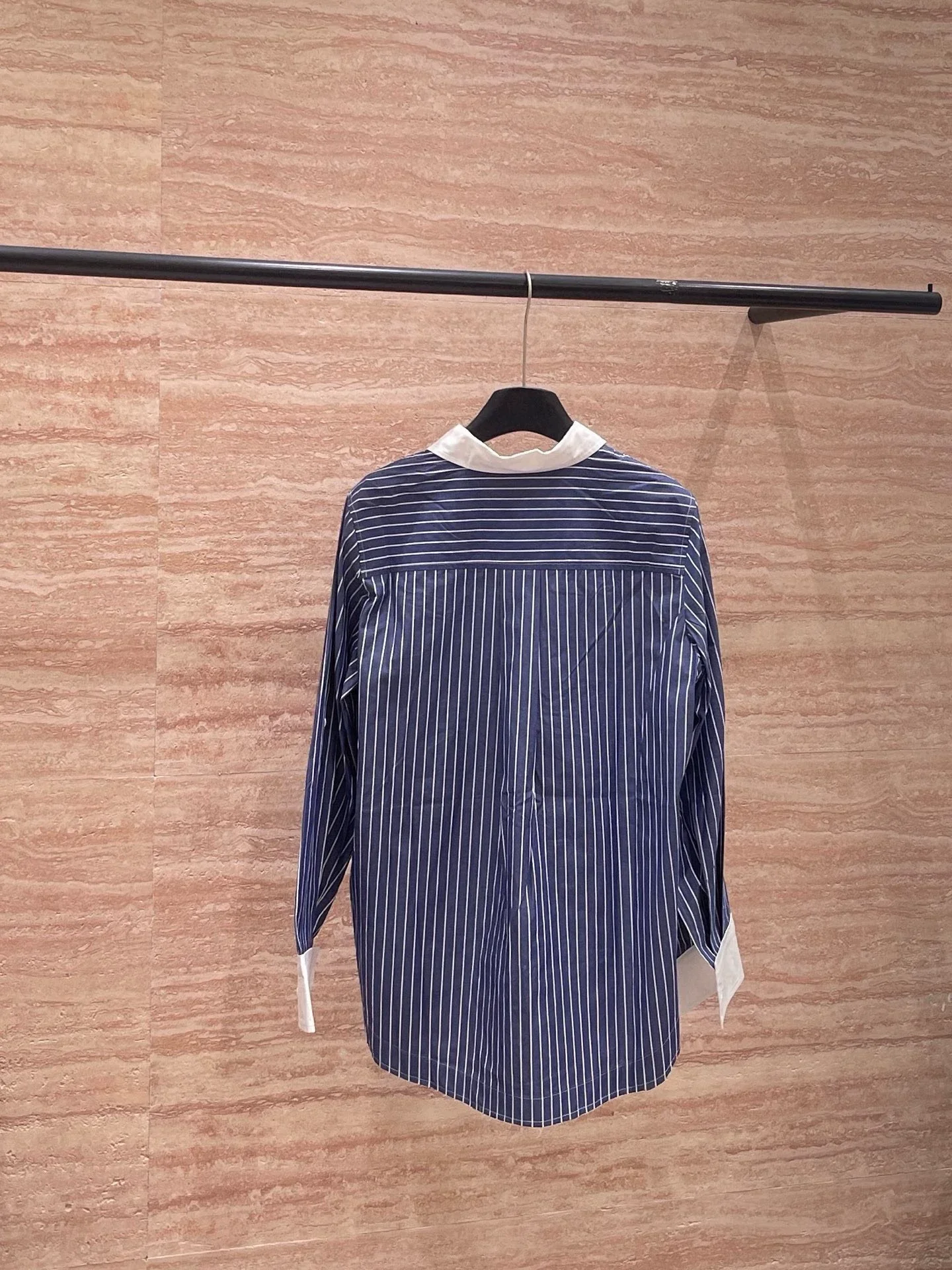 25fw Striped patchwork collar shirt(vintage series)