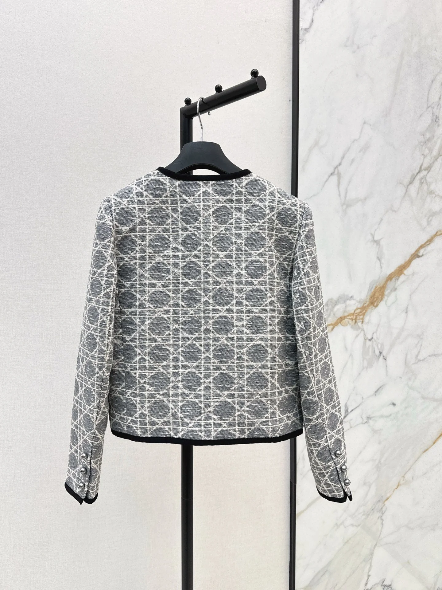 25 New limited edition rattan plaid round neck jacket