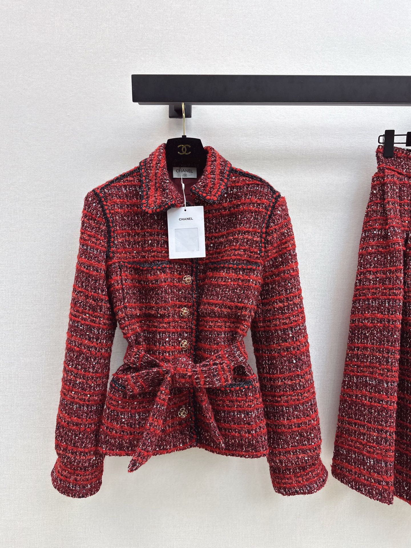 Woven cardigan / long midi skirt