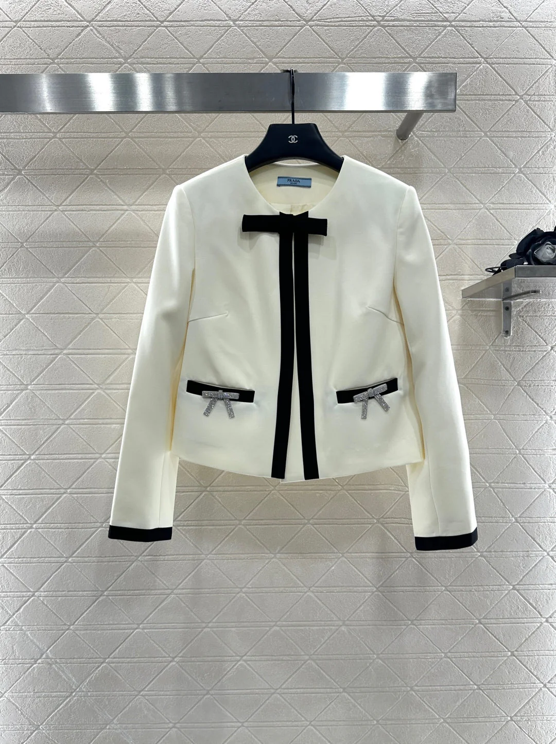 25fw new round neck bow tie jacket