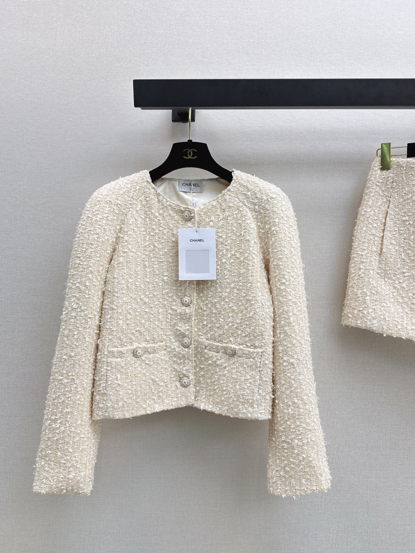 Short woven cardigan + pencil skirt