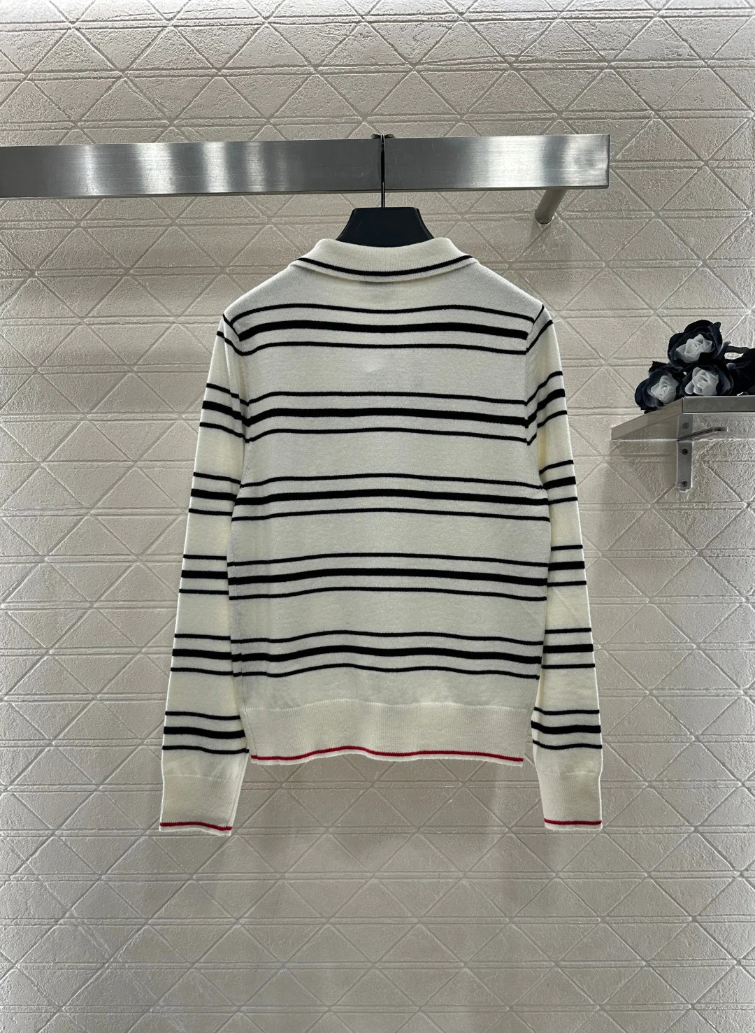 Striped Collared Knit Cardigan