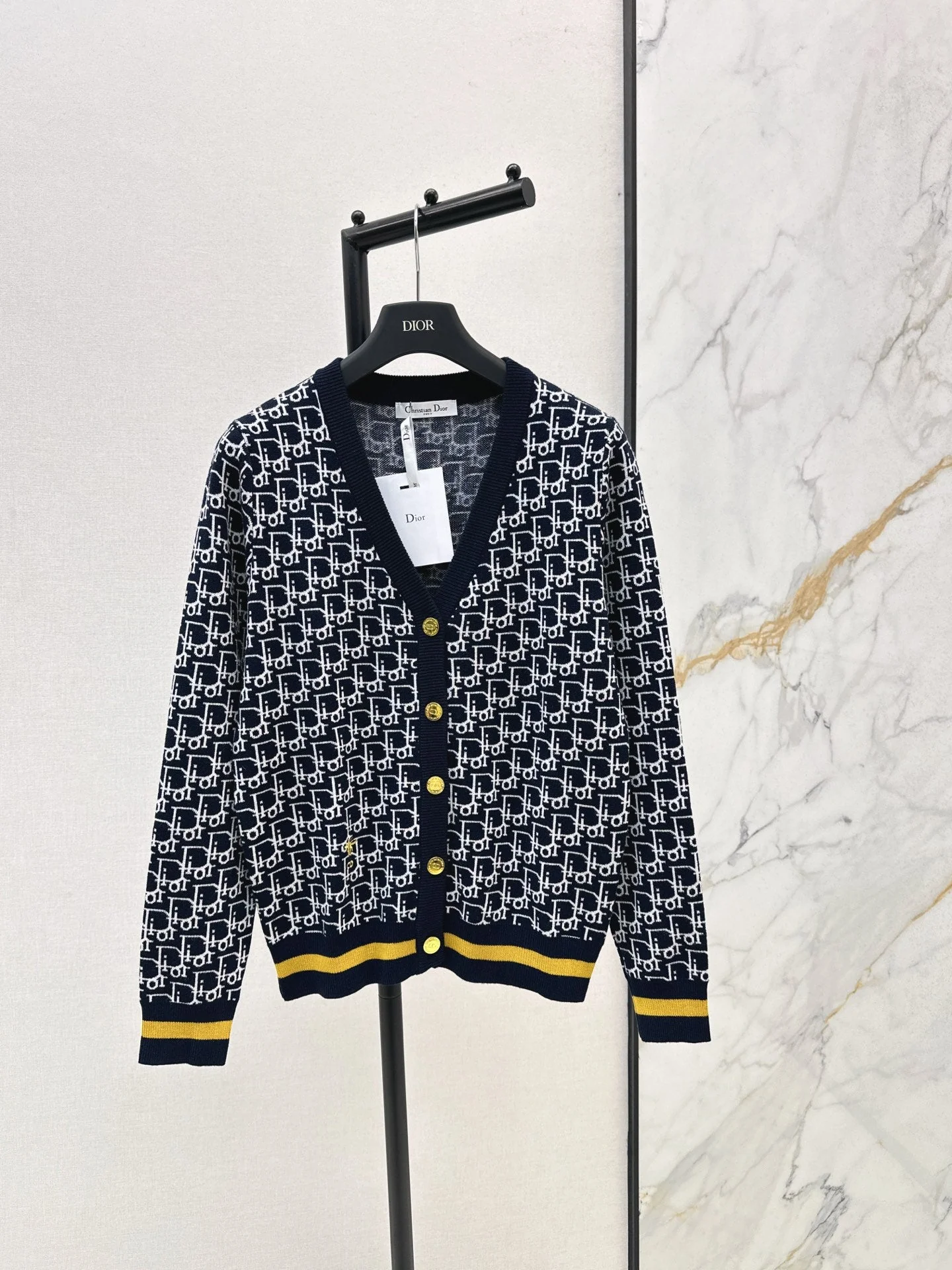 Classic monogram V-neck wool cardigan