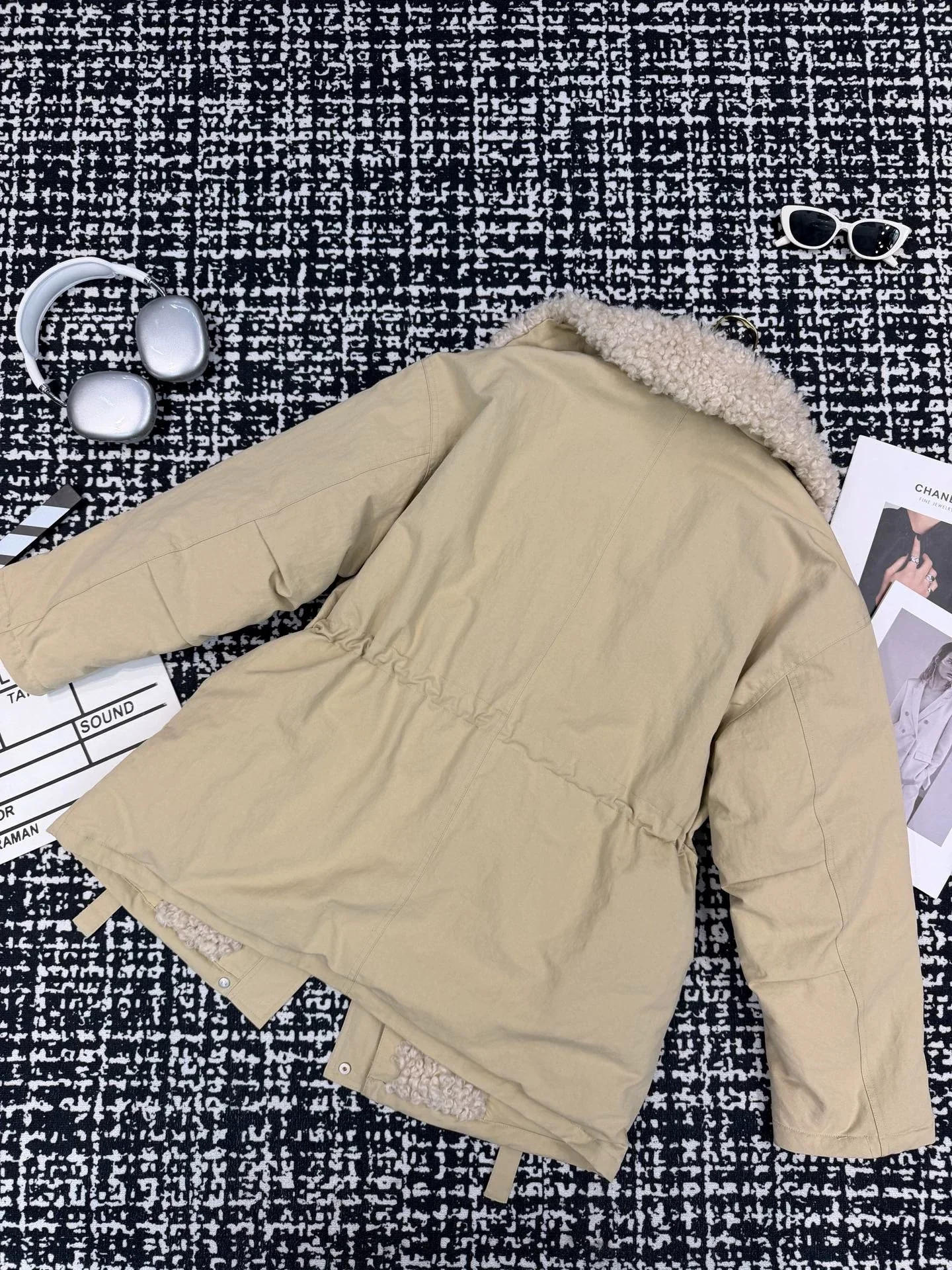 Lamb fur collar spliced goose down suit