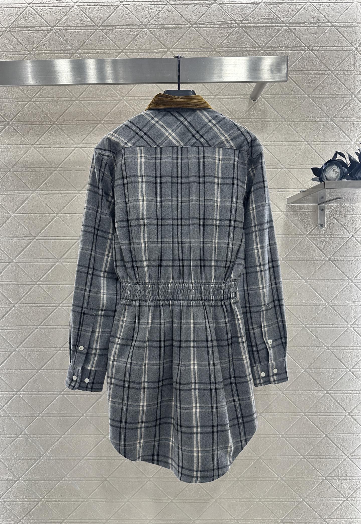 Pair plaid waist cinched shirt skirt