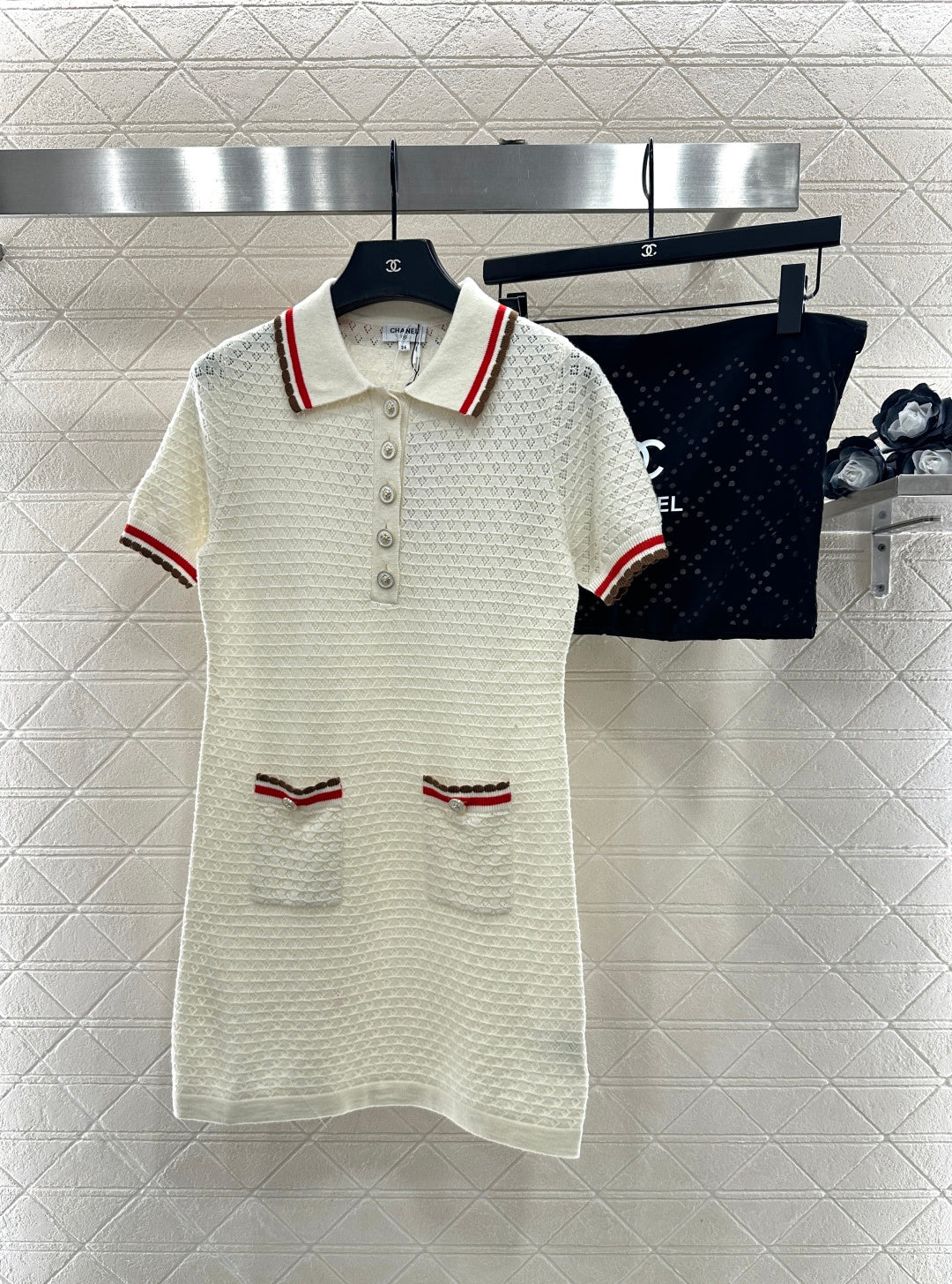 Color-Blocked Collared Knit Dress