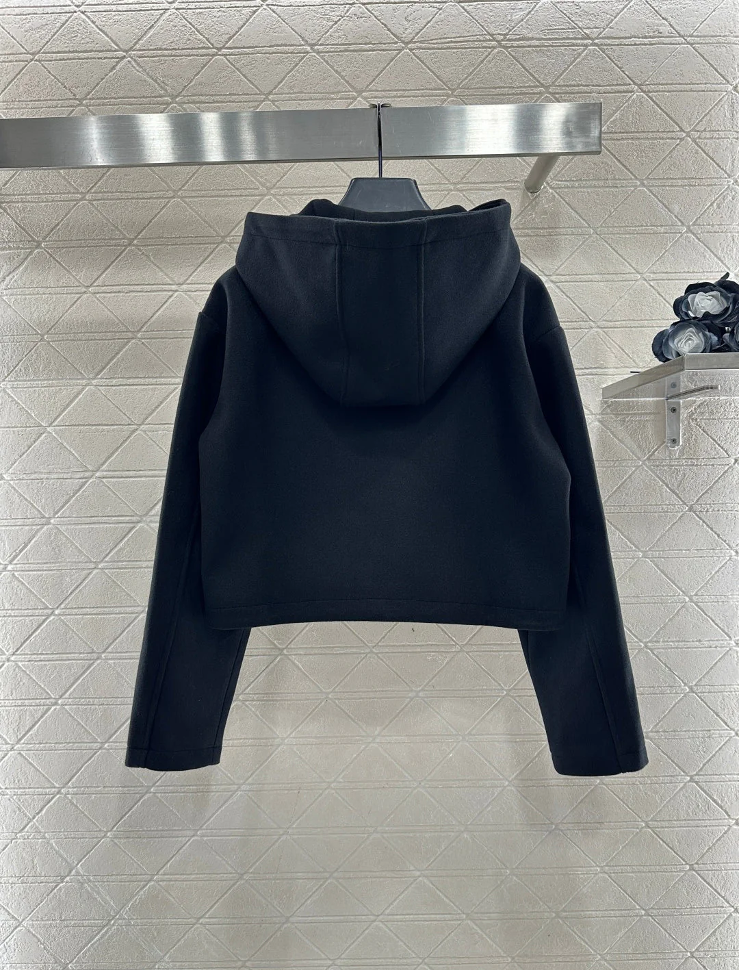 Hooded woolen zipper jacket