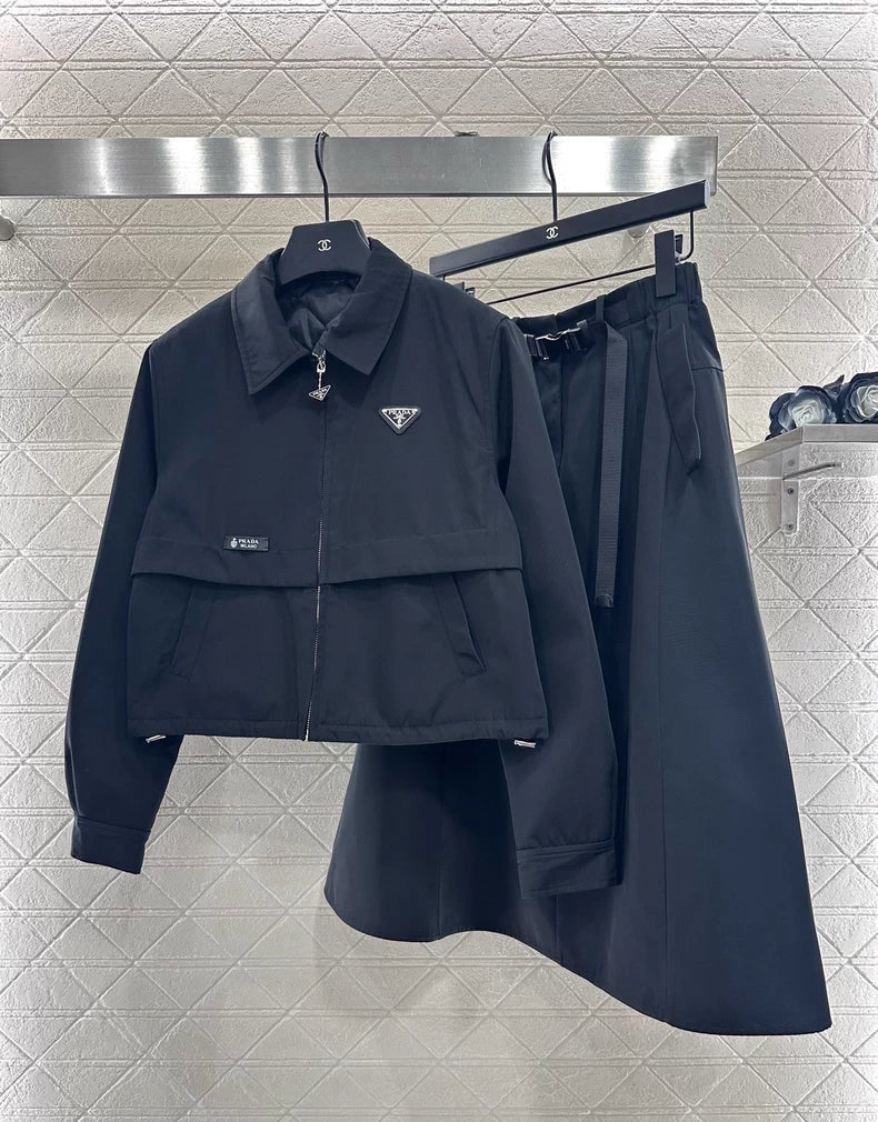 Cotton jacket umbrella shaped skirt set