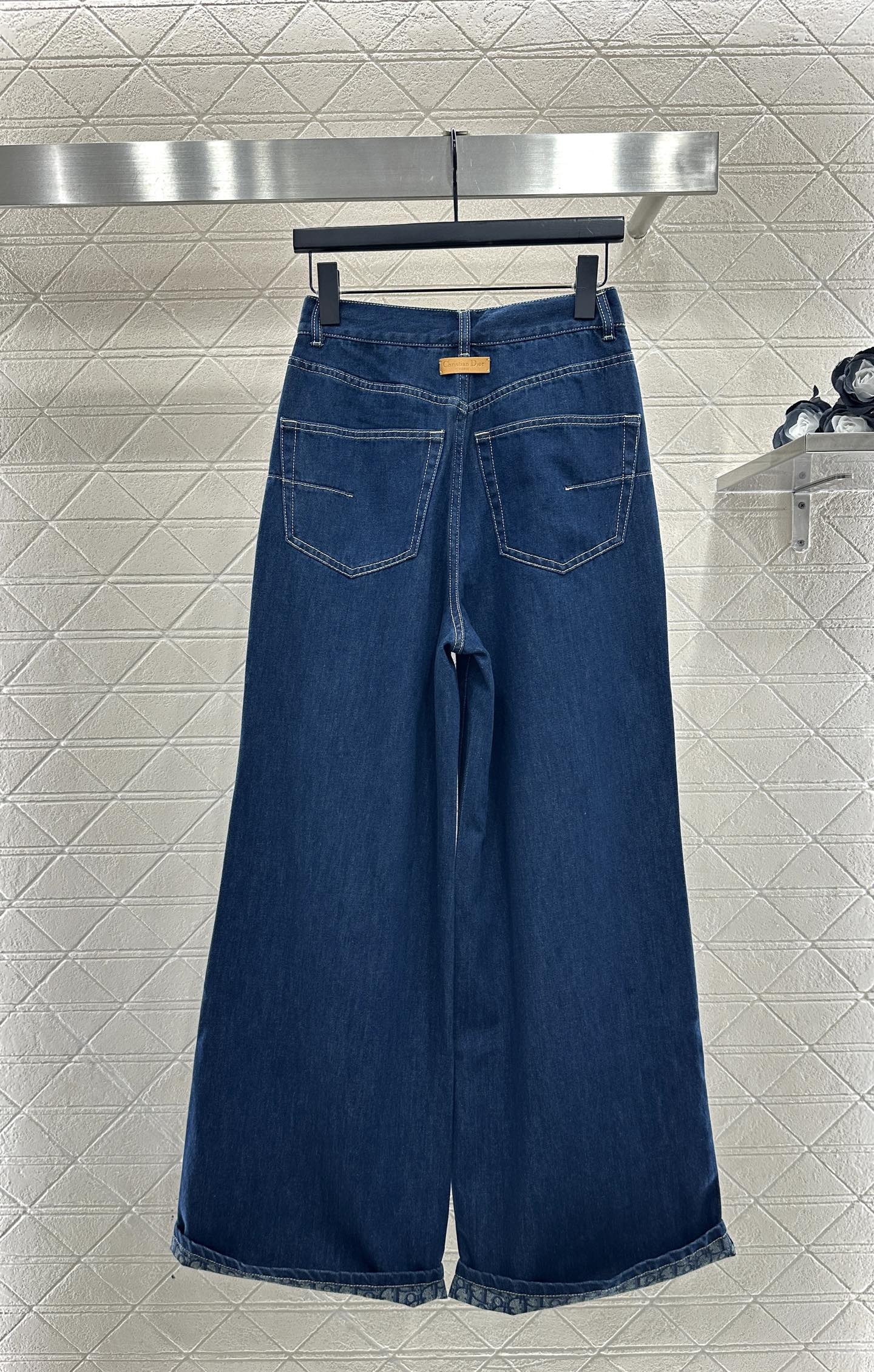 Deconstructing wide leg denim pants