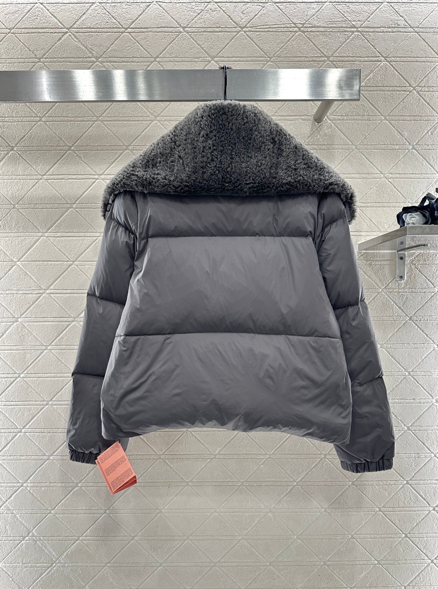 down jacket with large fur collar