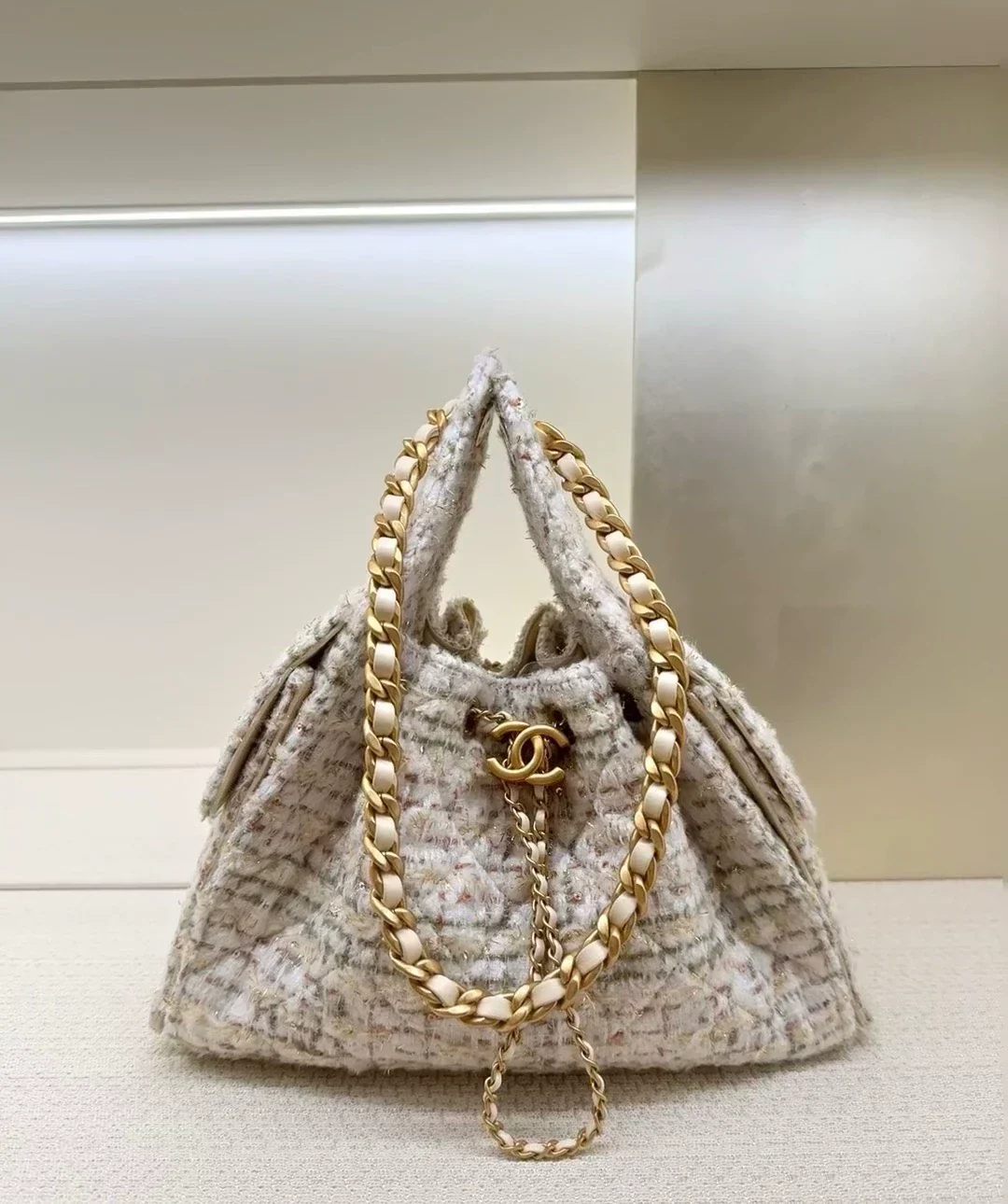 25C suede hippie bag (beige）