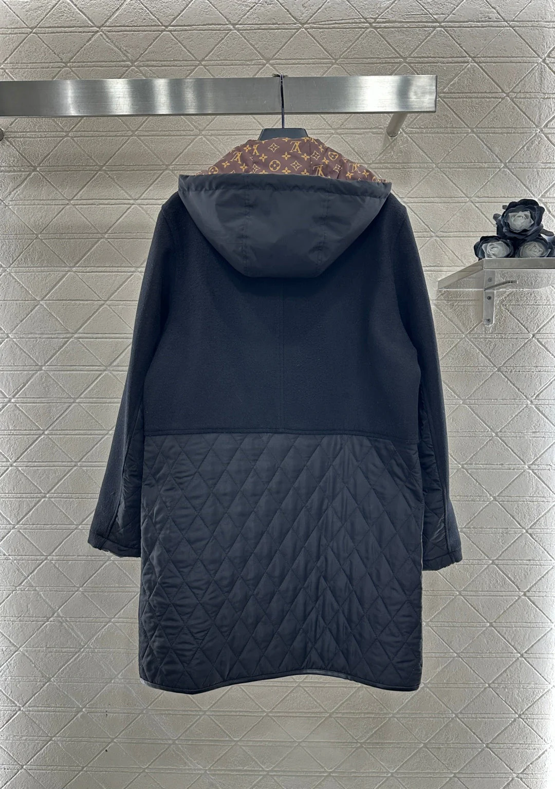 Detachable hooded spliced cotton jacket