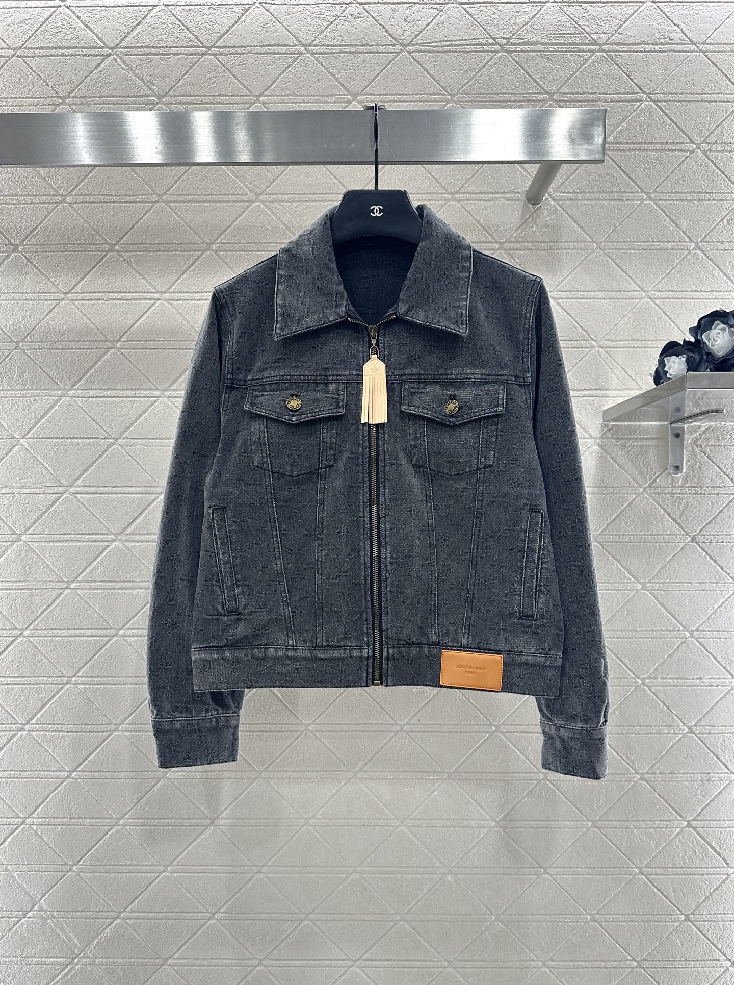 25fw new tassel zipper denim jacket with trousers suit