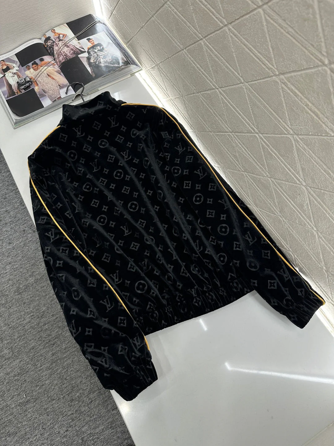 Embossed Velvet Baseball Jacket